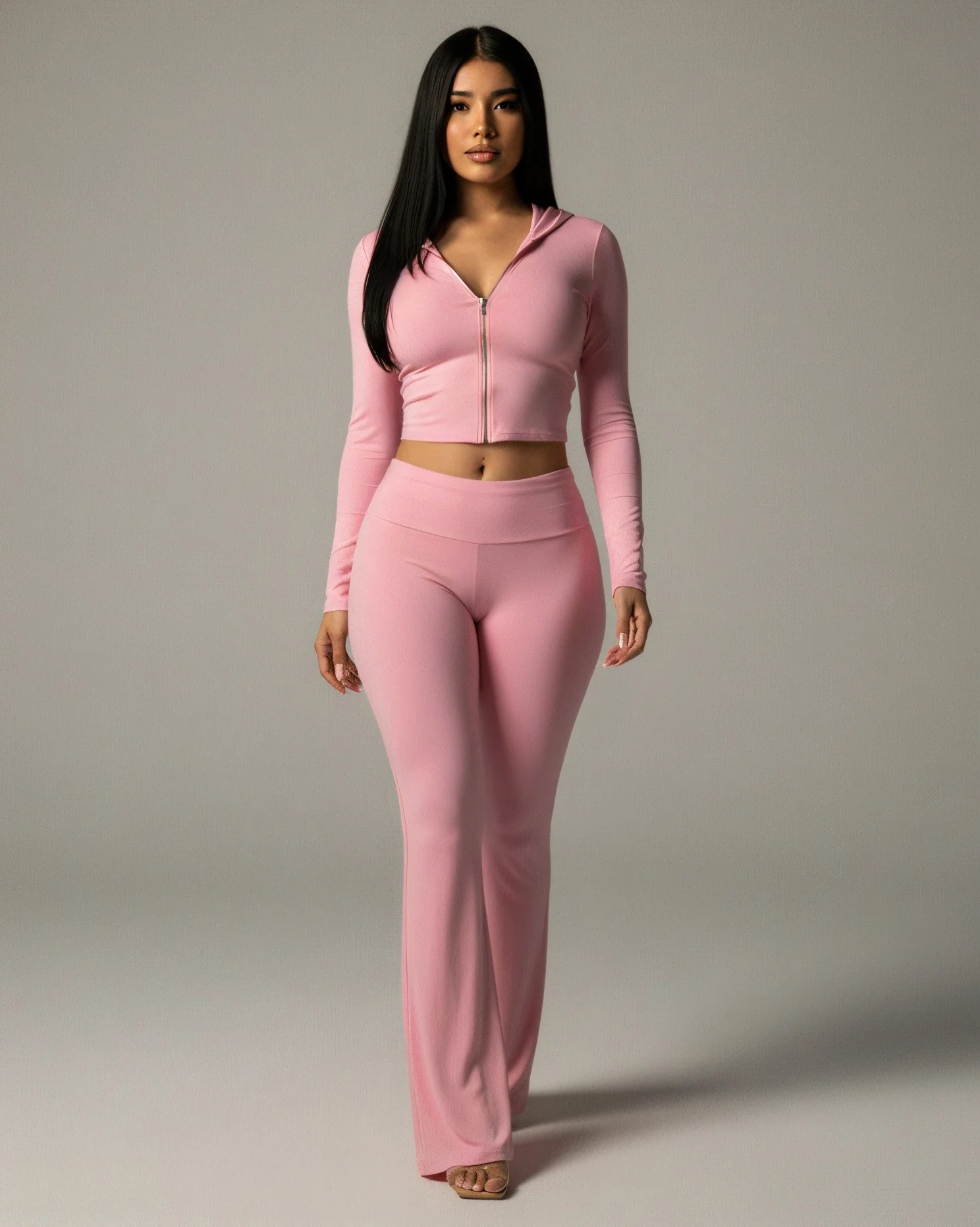 RAINY Zip-Up Hoodie and Flare Pants Set - Image 25