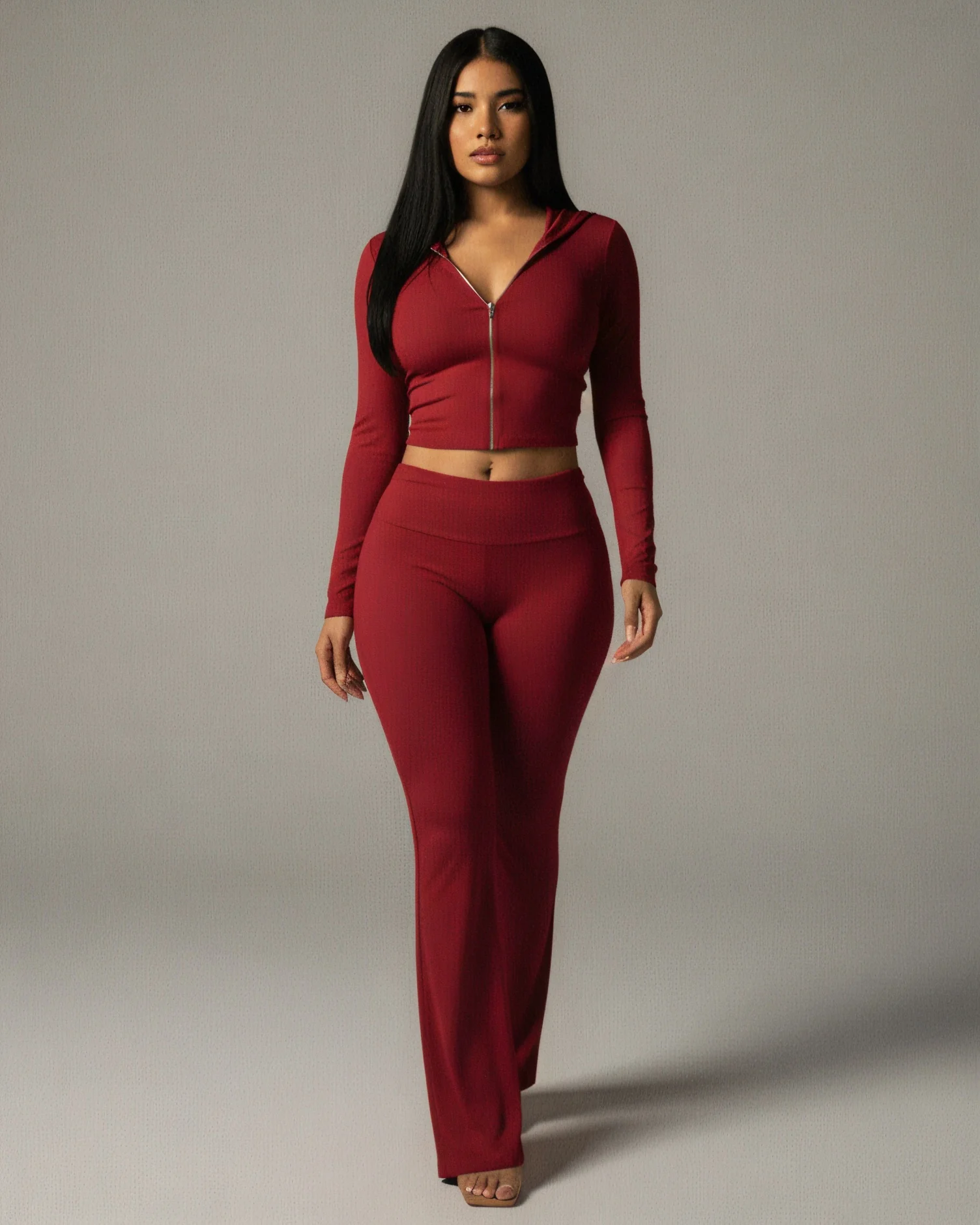 RAINY Zip-Up Hoodie and Flare Pants Set - Image 29