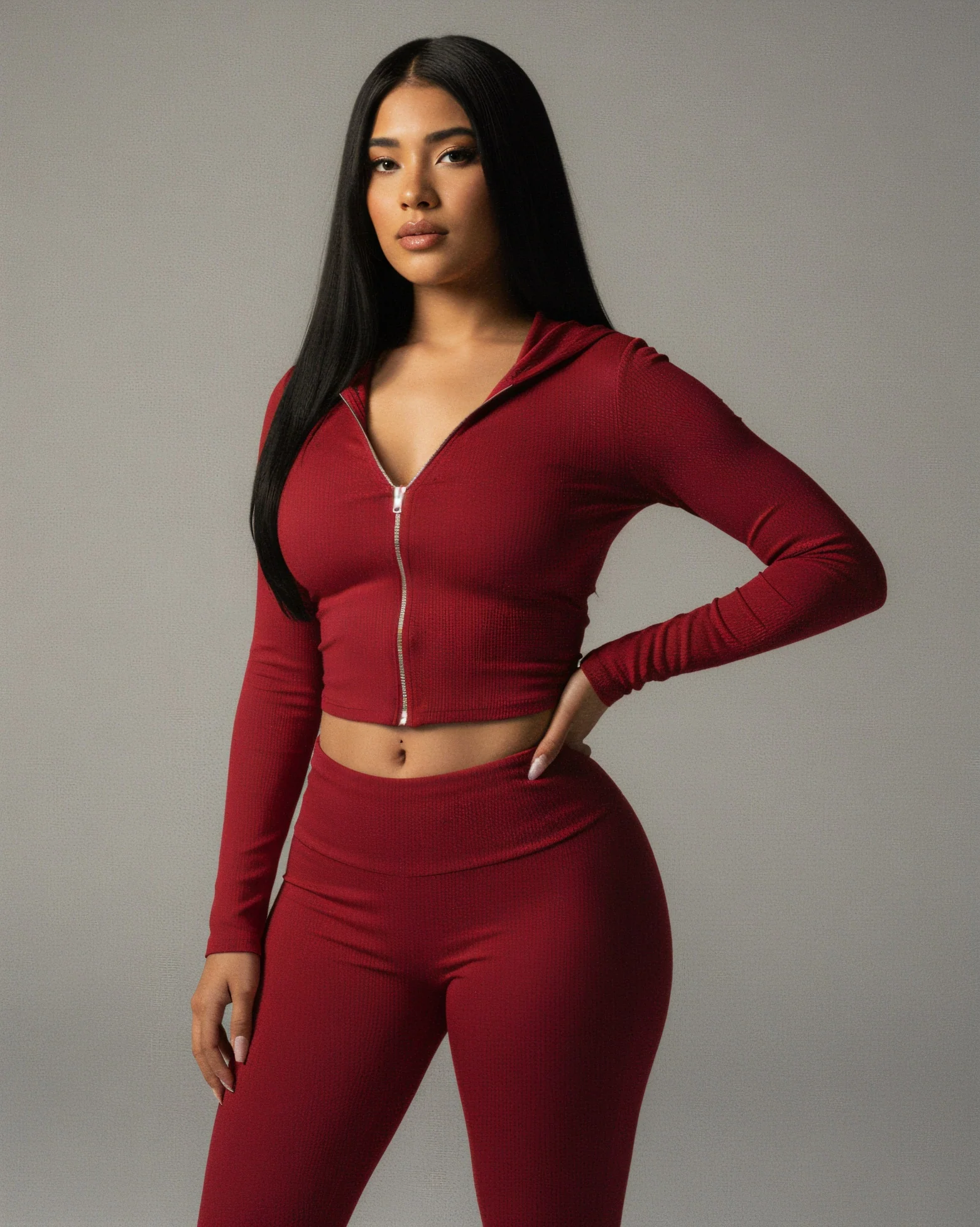 RAINY Zip-Up Hoodie and Flare Pants Set - Image 30