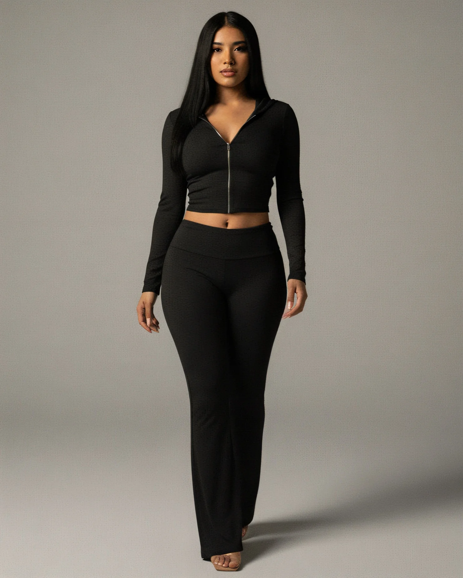 RAINY Zip-Up Hoodie and Flare Pants Set - Image 5