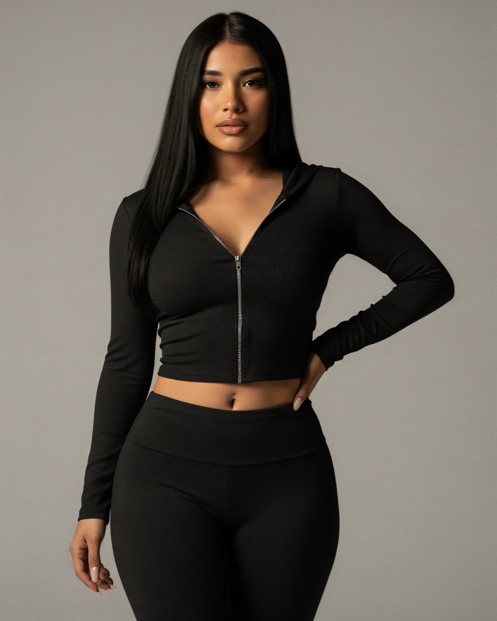 RAINY Zip-Up Hoodie and Flare Pants Set - Image 6