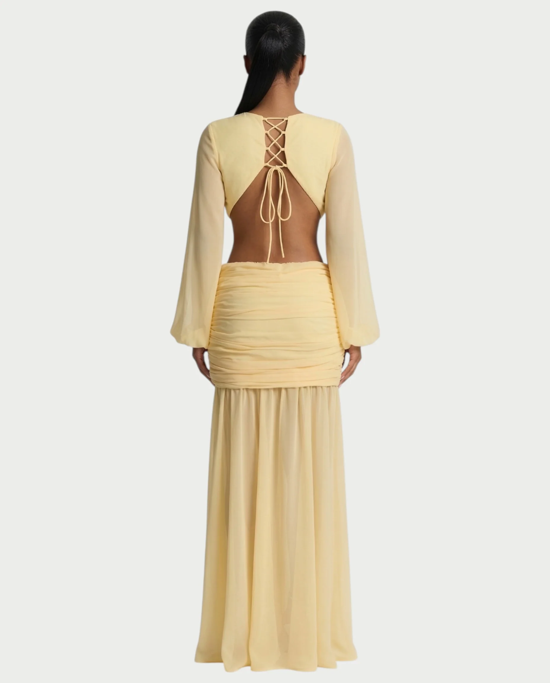 RAIZA Open Back Draped Chiffon Maxi Dress - Image 2