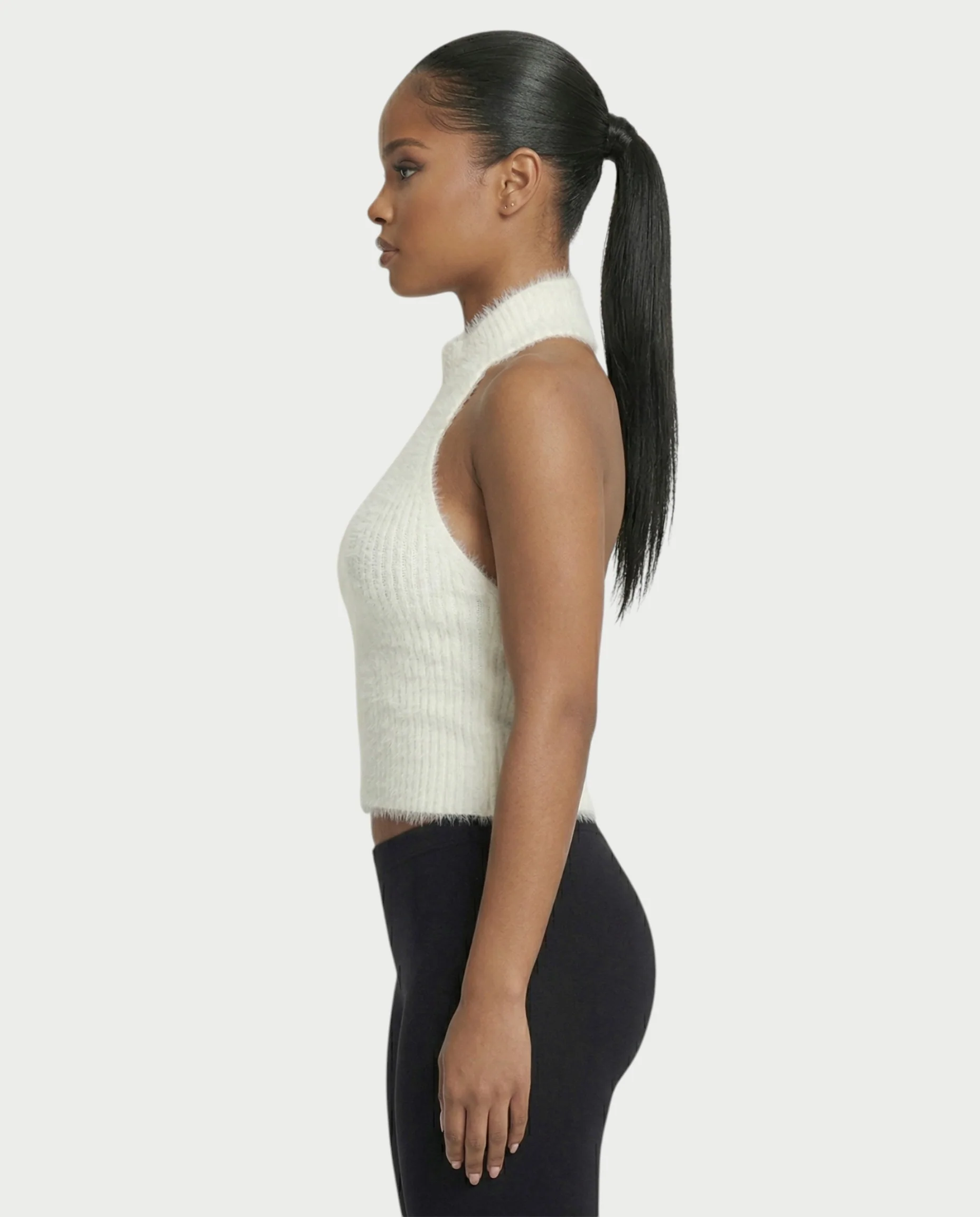 RALYN Fuzzy Ribbed Halter Neck Knit Top - Image 11