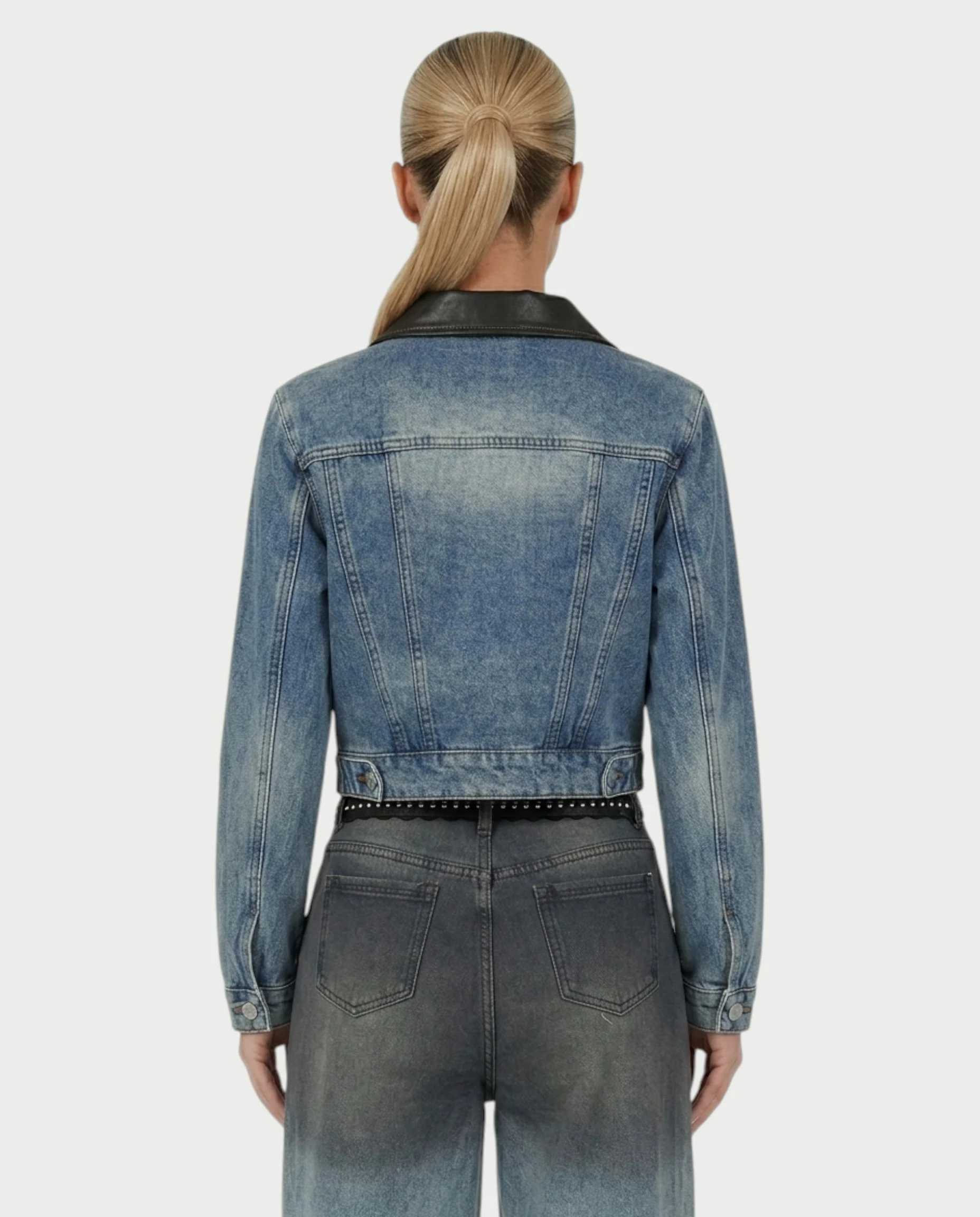 RANIA Lace-Up Denim Jacket & Wide-Leg Pants Set - Image 5