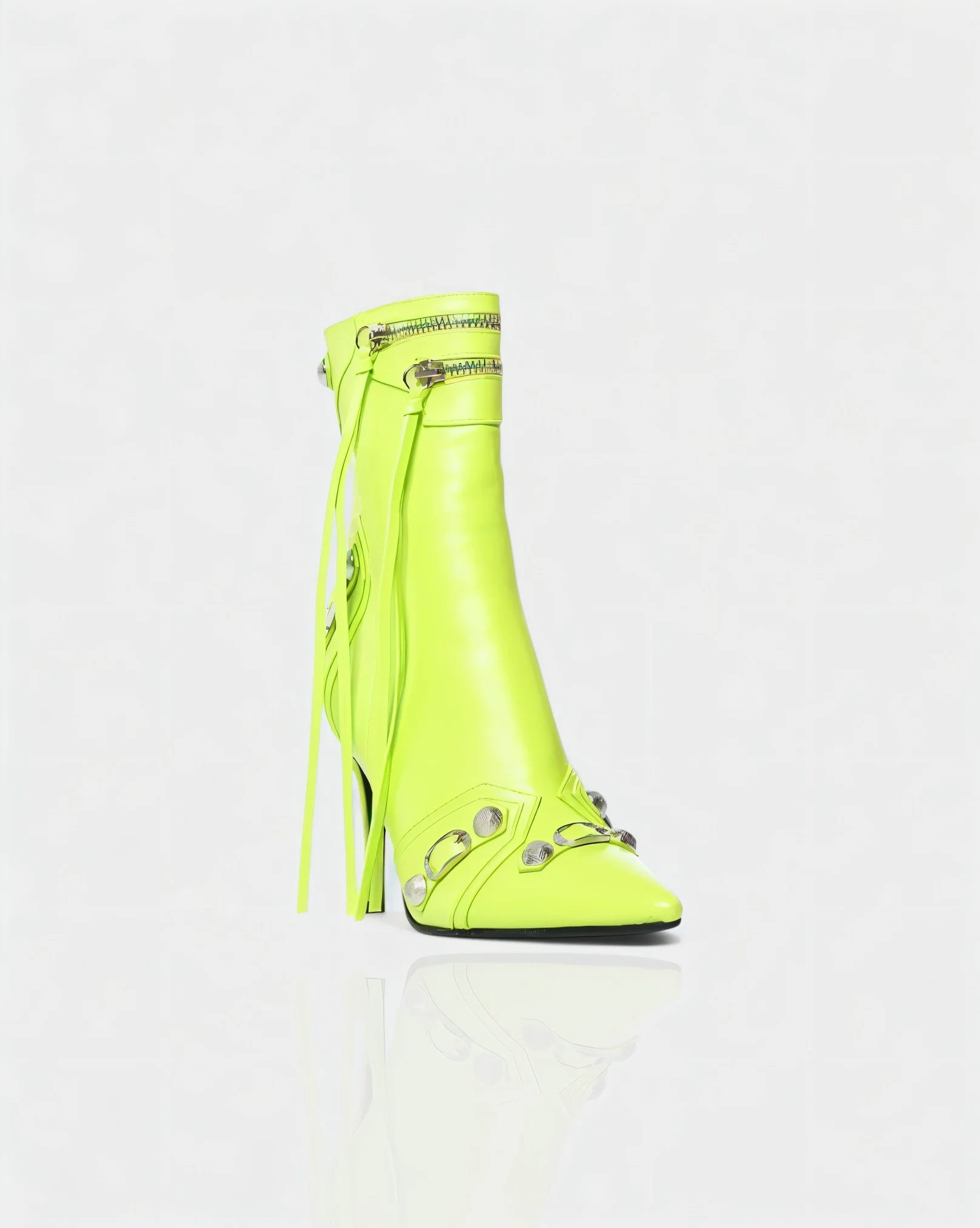 REVINA Studded Leather Pointed-Toe Ankle Boots - Image 11