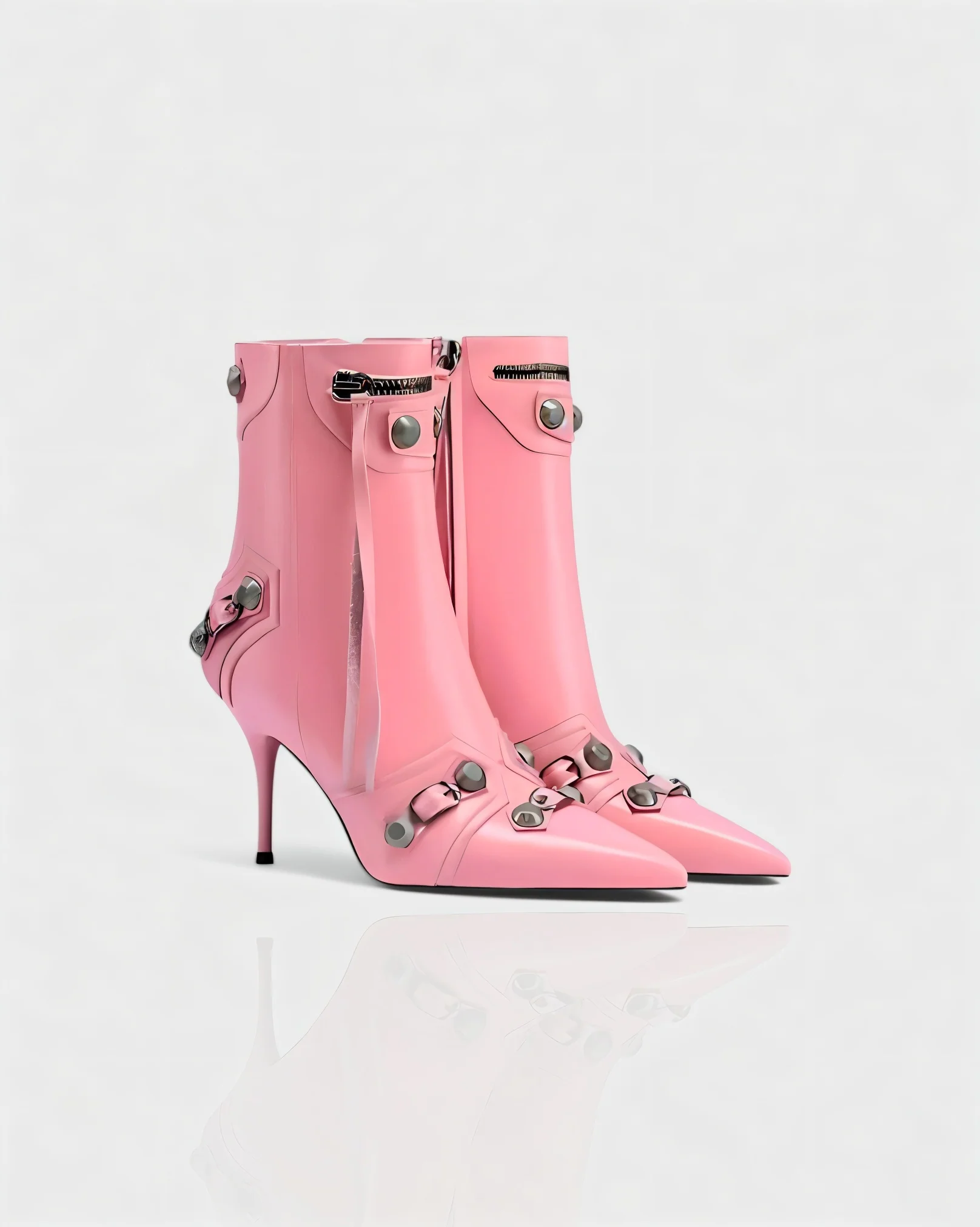 REVINA Studded Leather Pointed-Toe Ankle Boots - Image 18