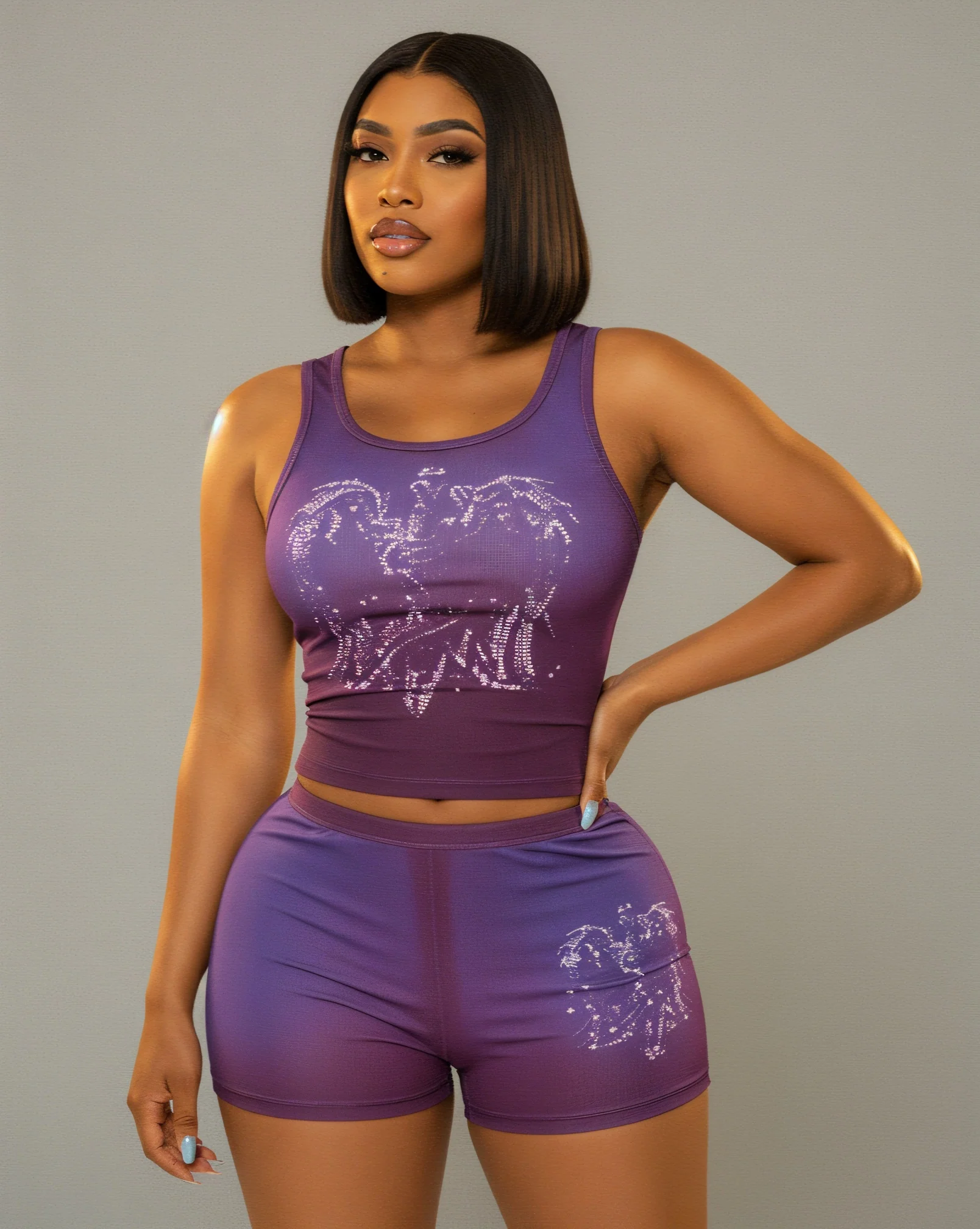 REYA Diamond Design Top and Shorts Set - Image 6