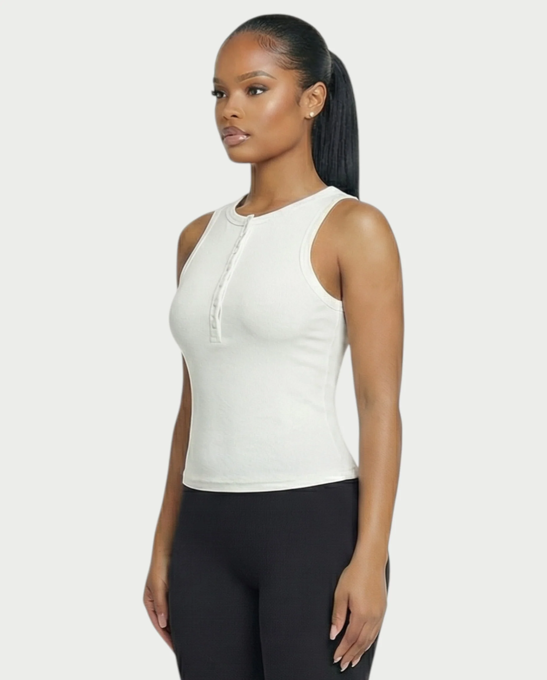 Ribbed Button-Down Tank Top - Image 3