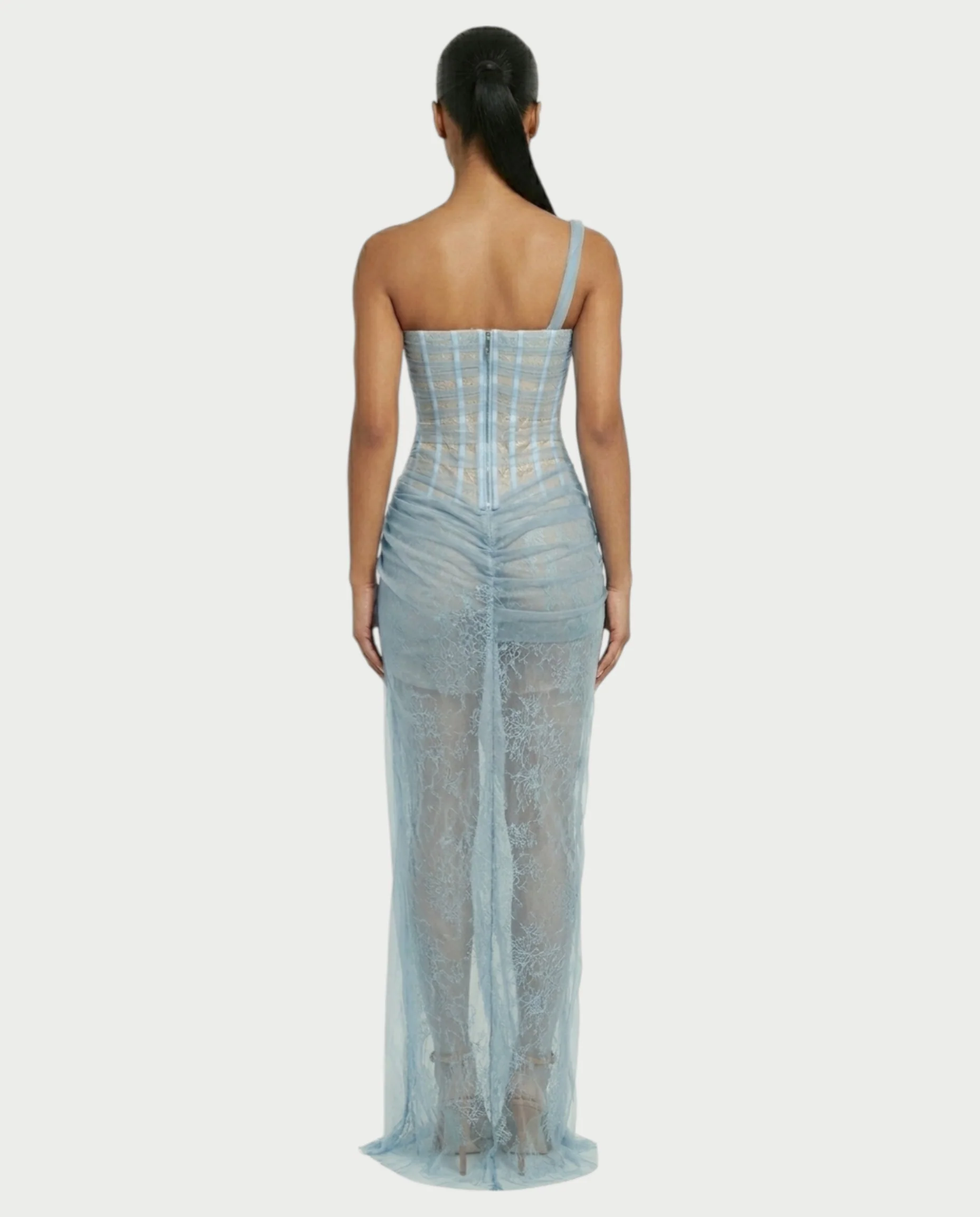 RINA One-Shoulder Lace Corset Maxi Dress - Image 12