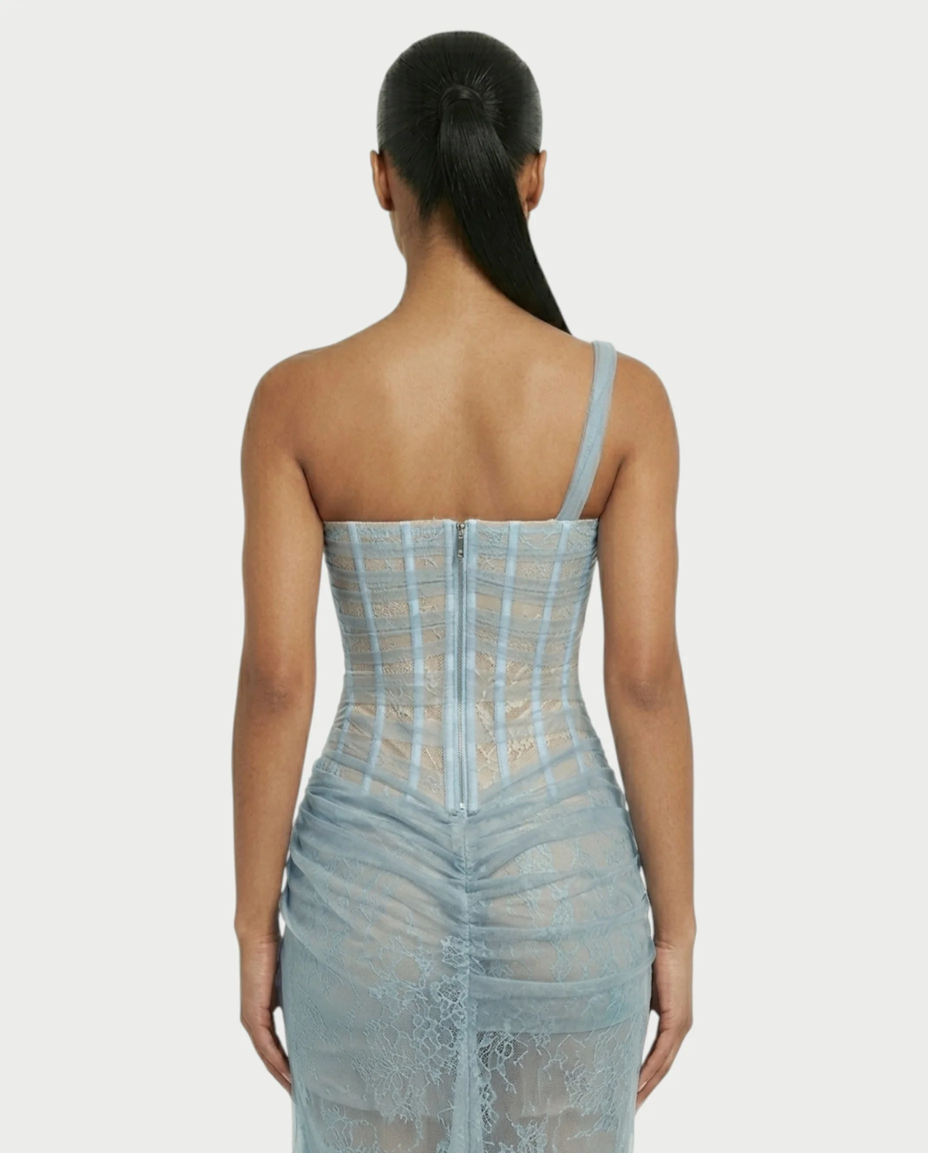 RINA One-Shoulder Lace Corset Maxi Dress - Image 15