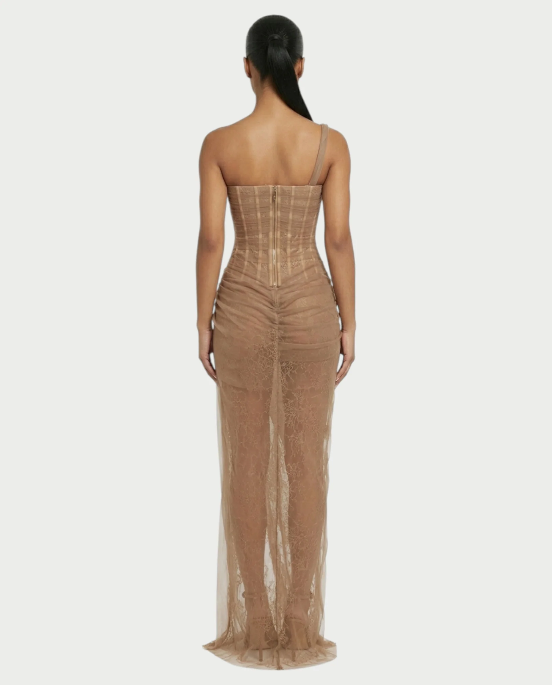 RINA One-Shoulder Lace Corset Maxi Dress - Image 2