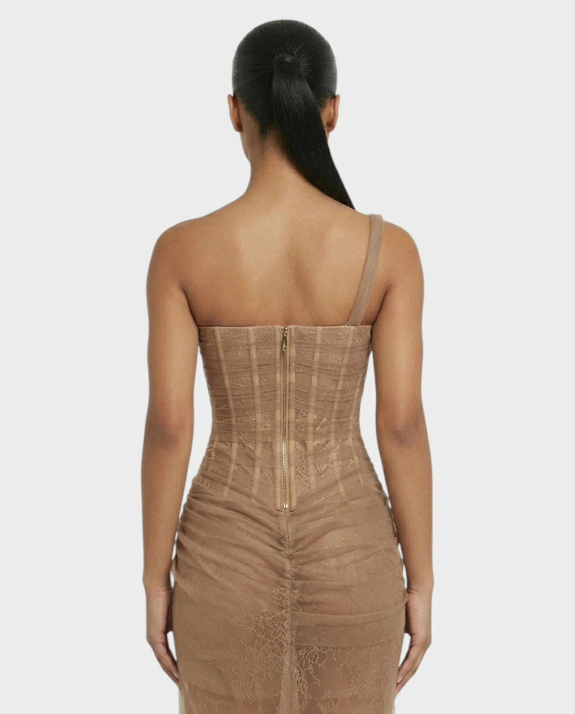 RINA One-Shoulder Lace Corset Maxi Dress - Image 5