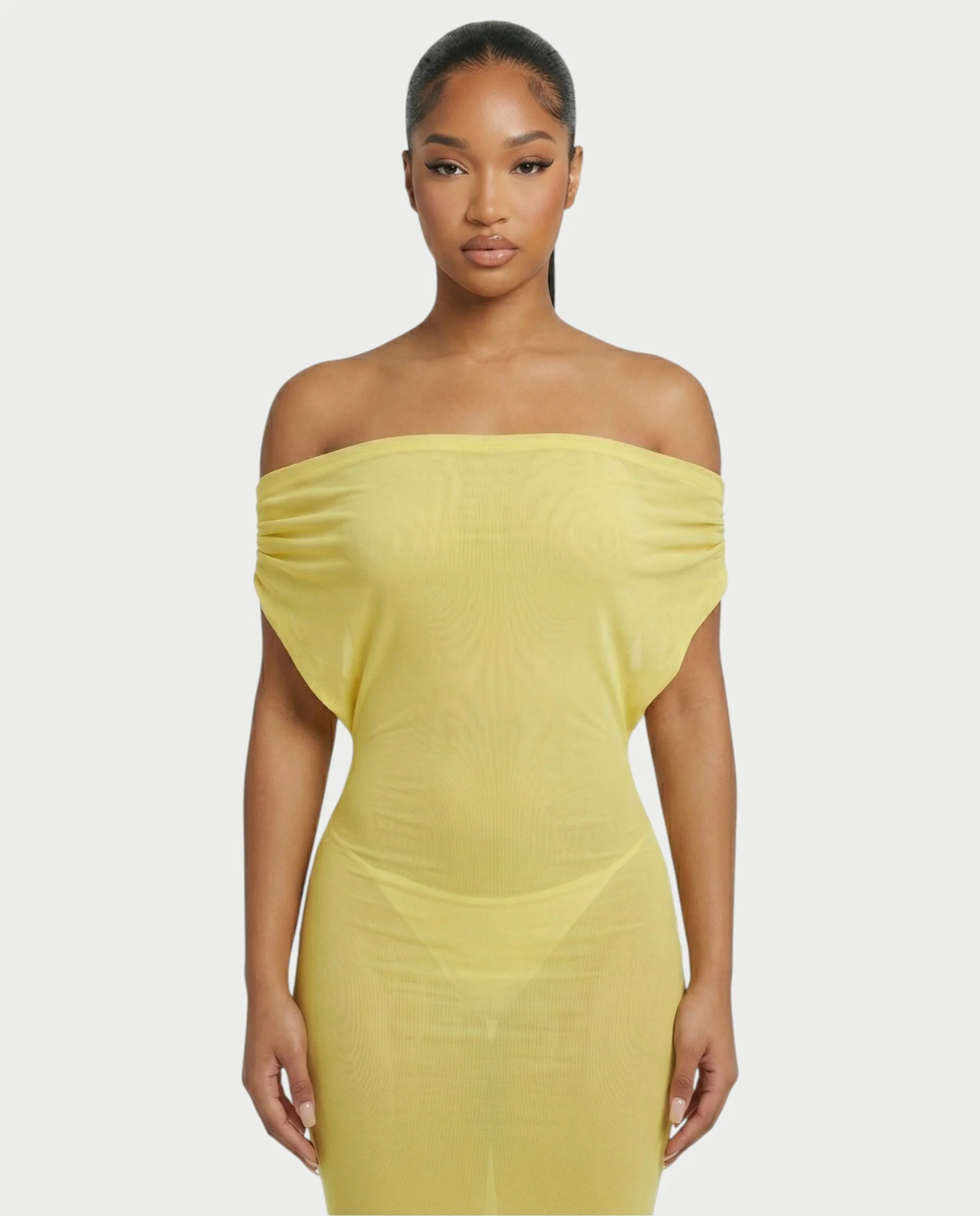 RISHA Sheer Off-Shoulder Bodycon Maxi Dress - Image 4