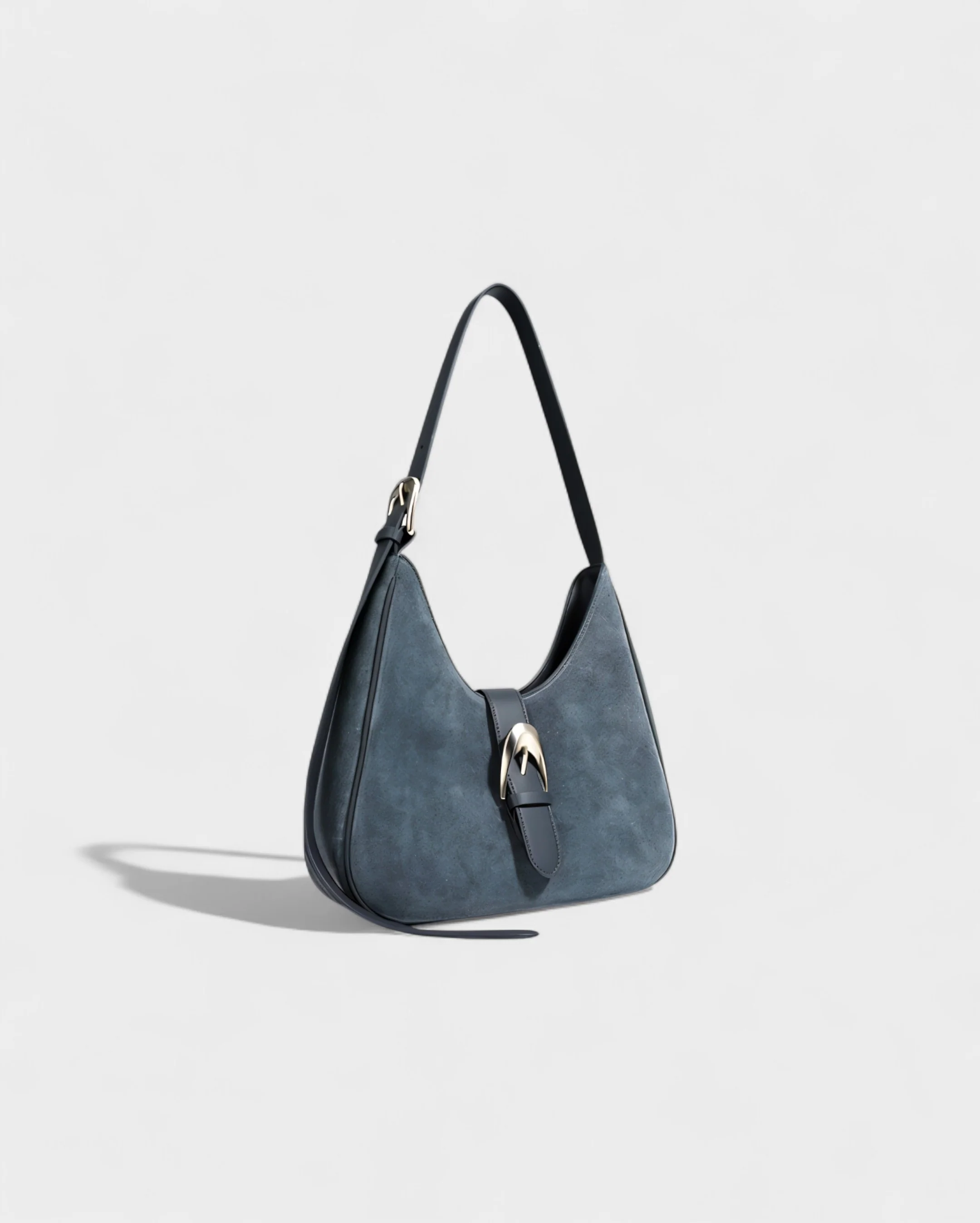 RIVARA Faux Suede Buckle Strap Shoulder Bag - Image 11