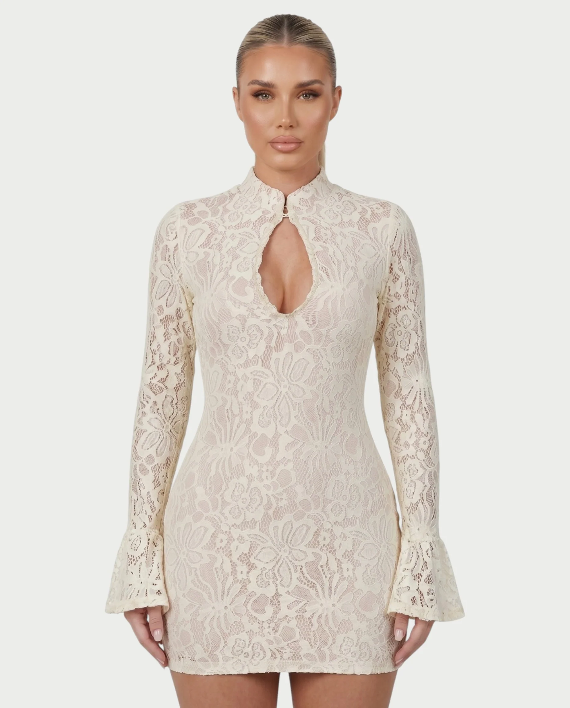 ROISIN Floral Keyhole Mini Dress - Image 4