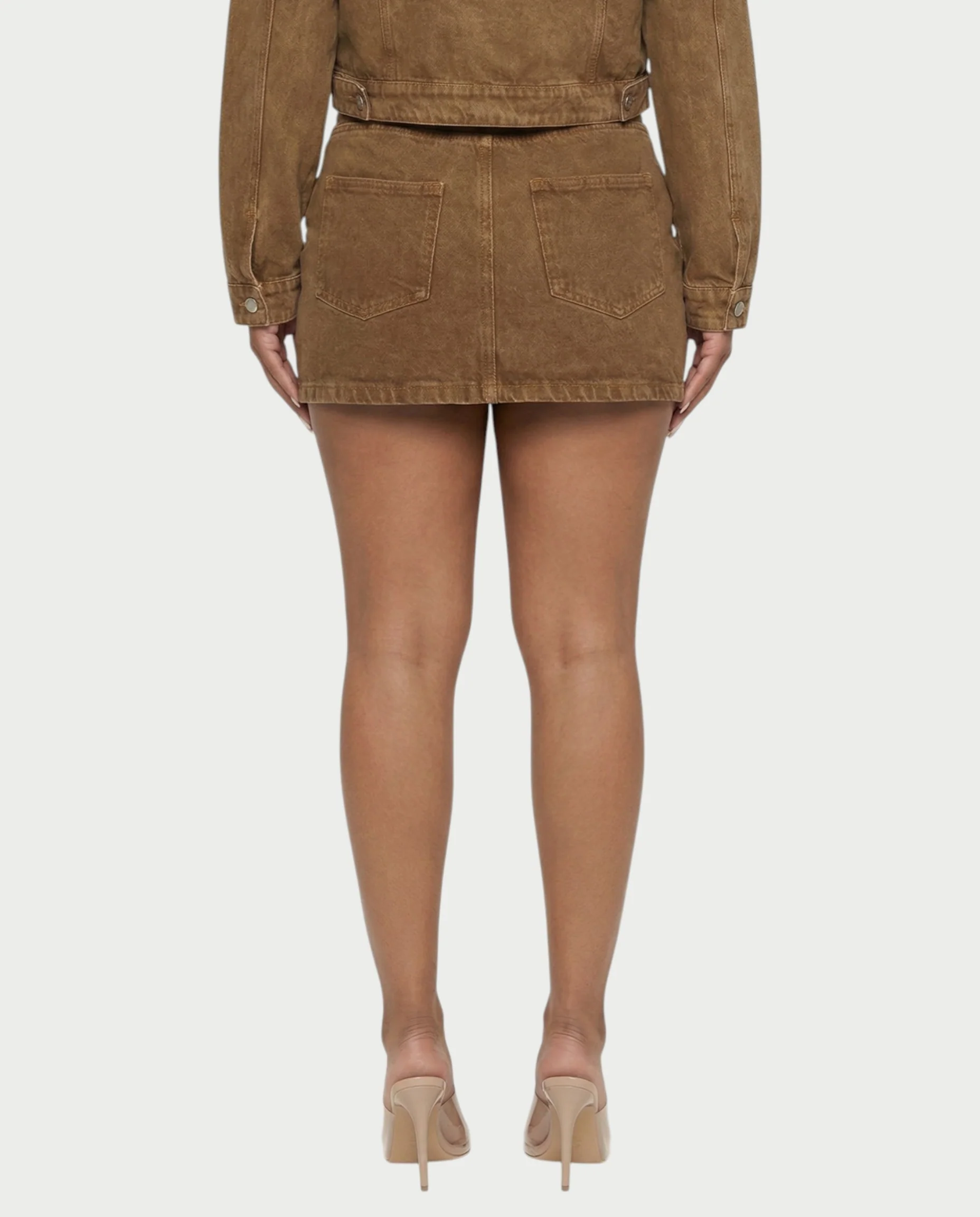 ROXIE Washed Denim Jacket with Scarf & Mini Skirt Set - Image 7