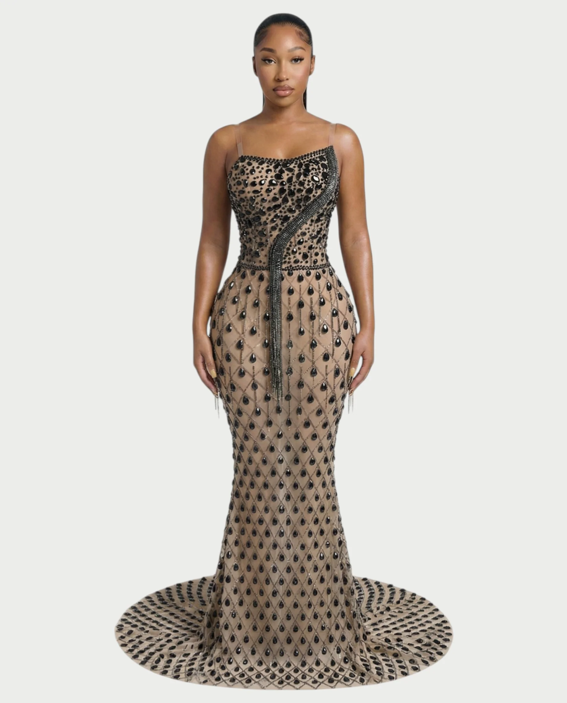 RULEAN Rhinestone Embellished Mermaid Maxi Dress - Image 6