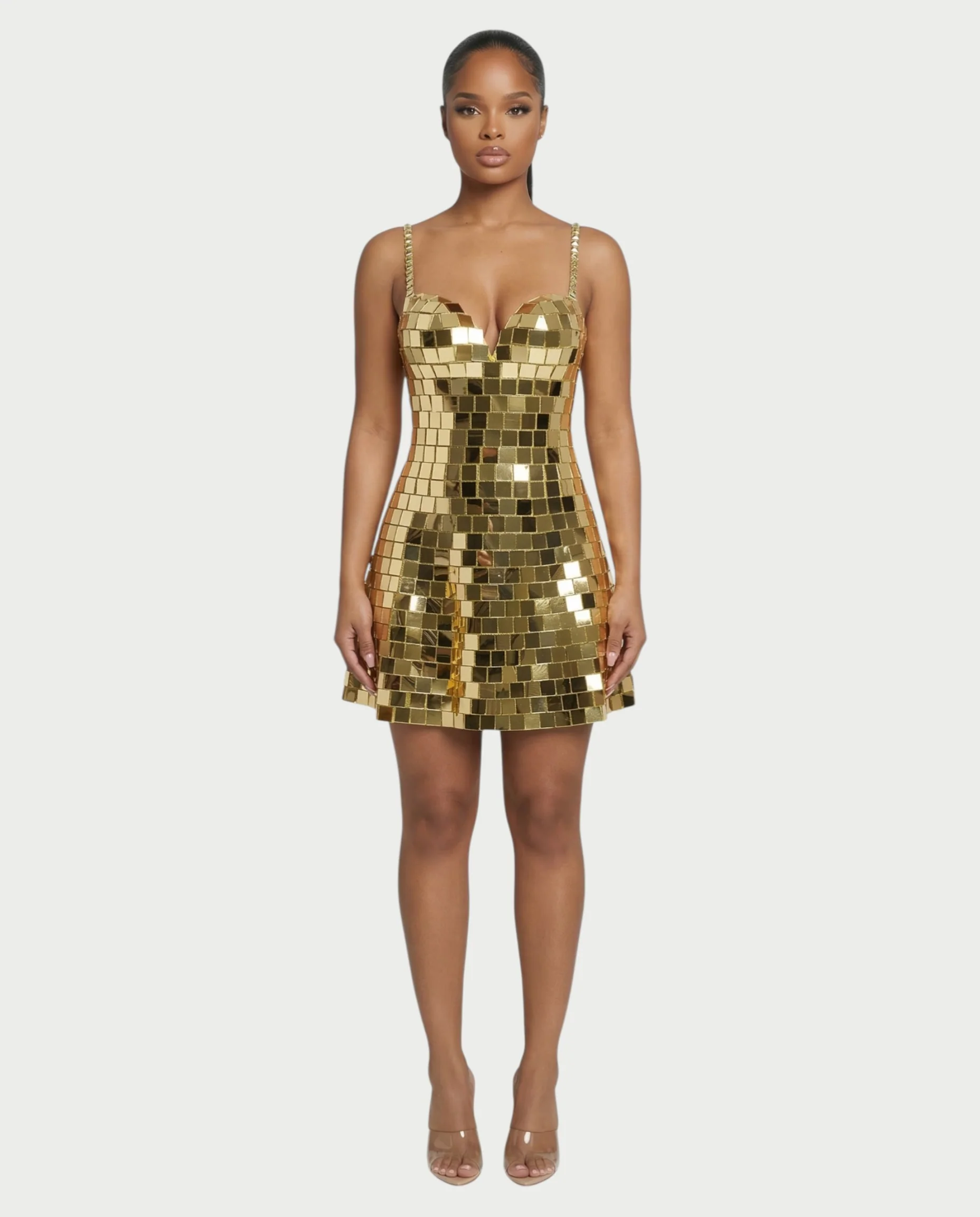 RYLA Mirror Tile Flared Mini Dress