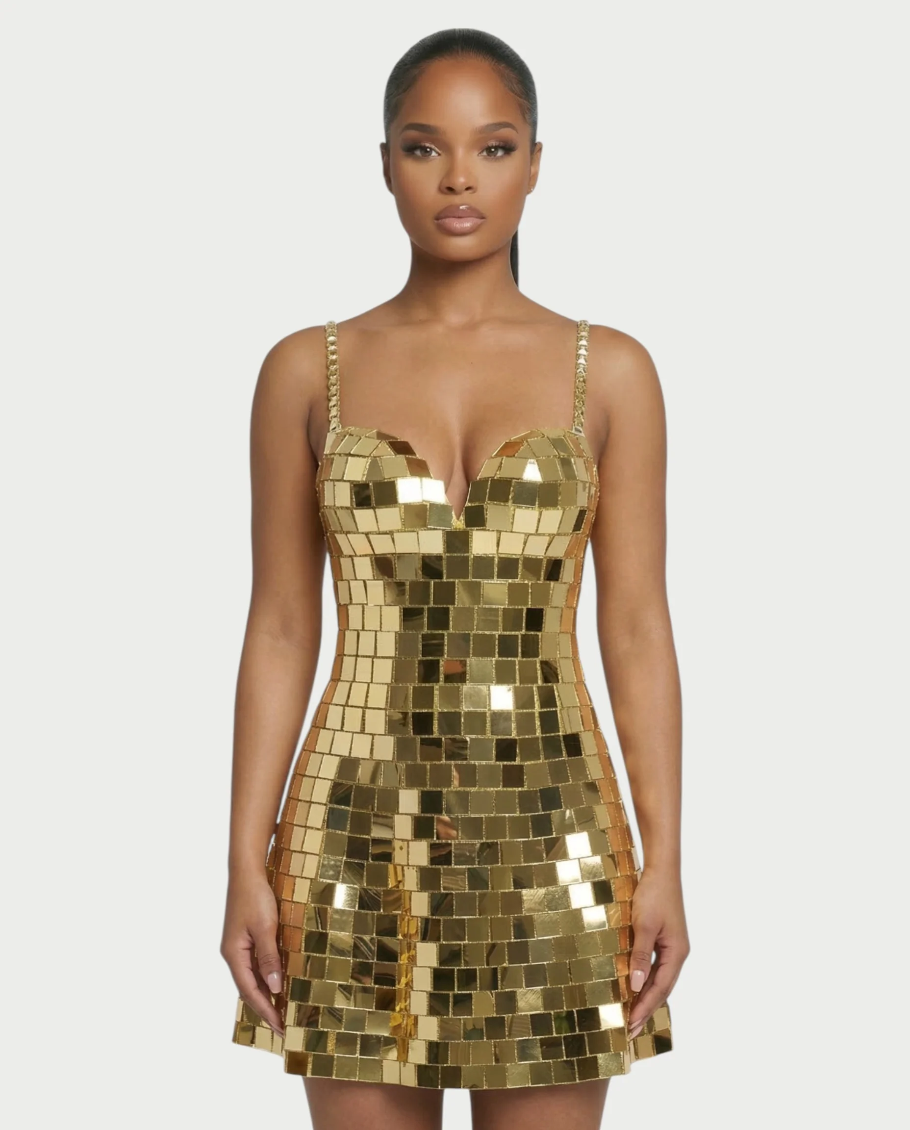 RYLA Mirror Tile Flared Mini Dress - Image 4
