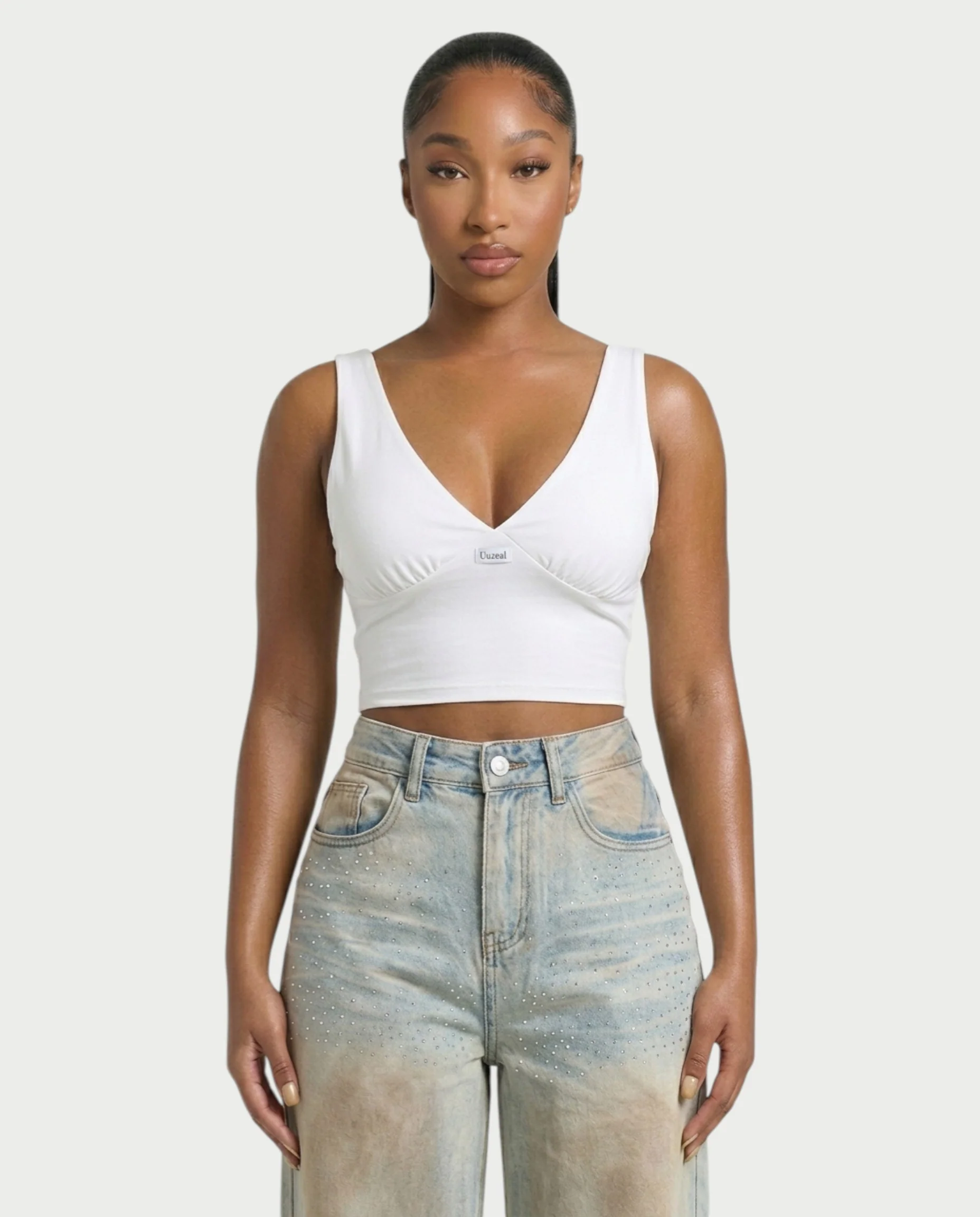 SALIE Deep V-Neck Sleeveless Crop Top - Image 11