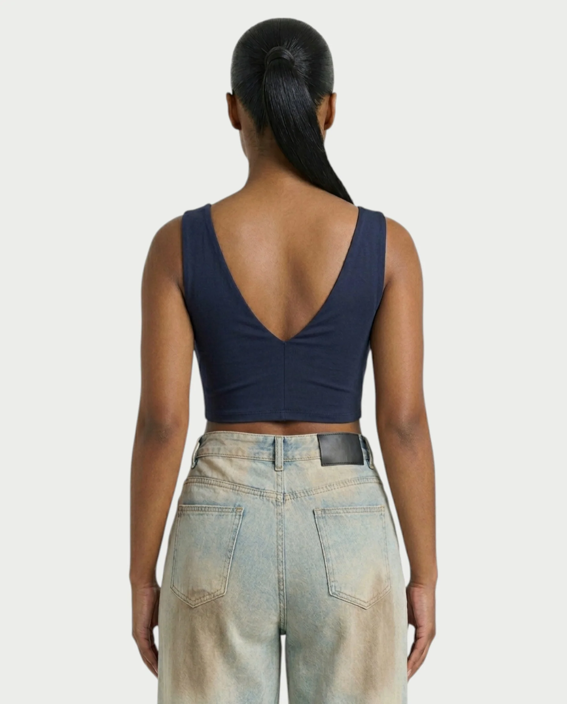 SALIE Deep V-Neck Sleeveless Crop Top - Image 2