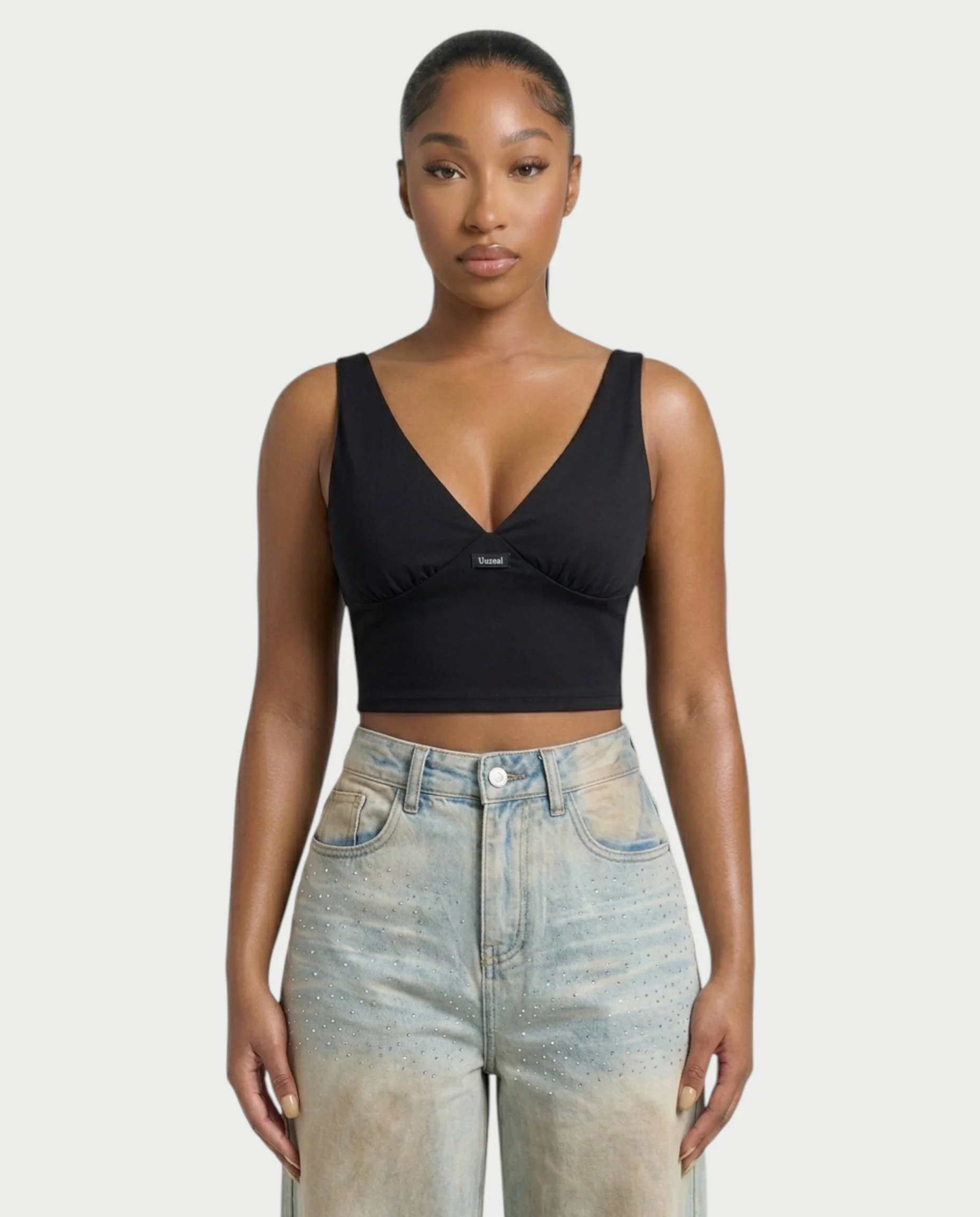 SALIE Deep V-Neck Sleeveless Crop Top - Image 6