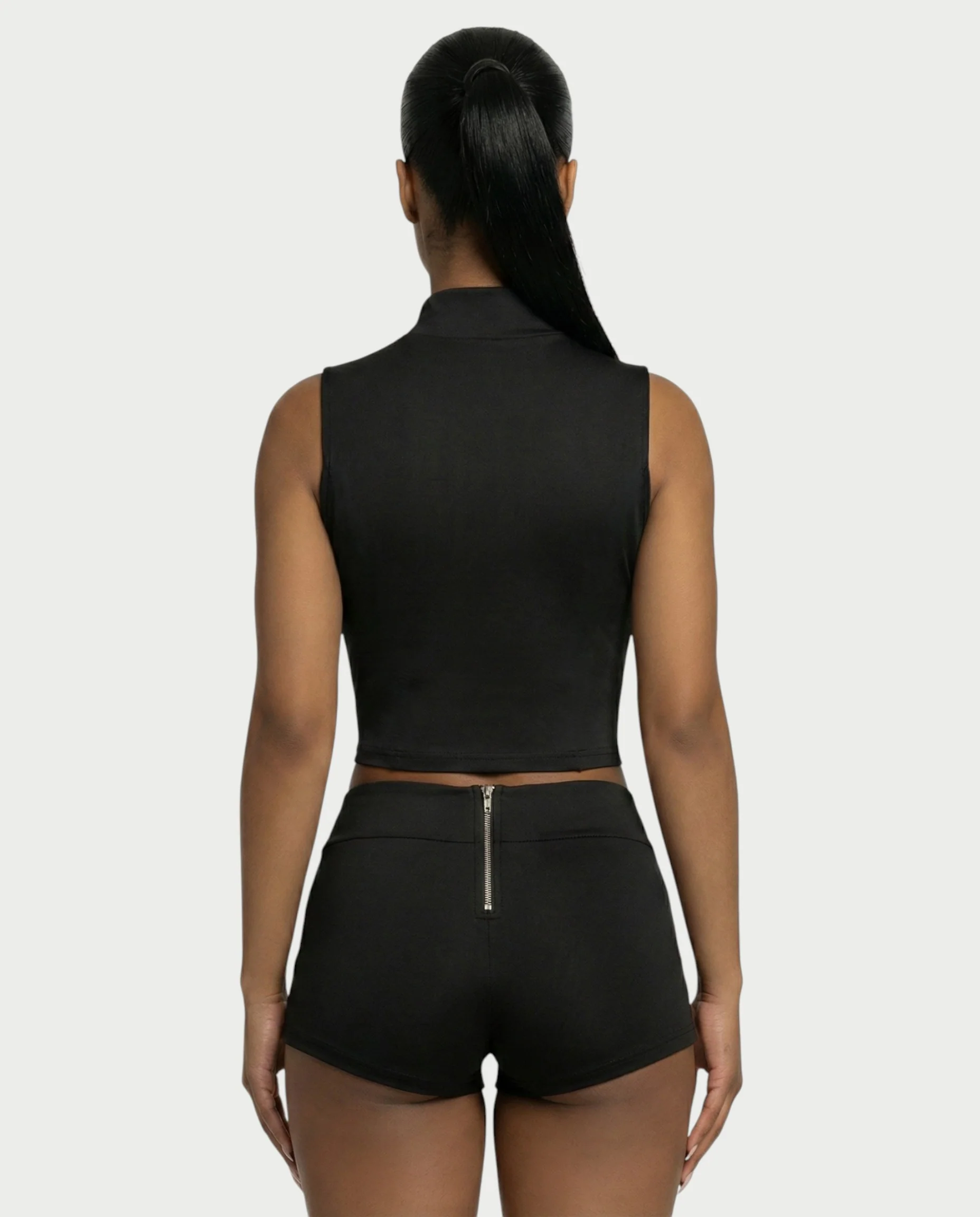 SARIAH Zip Up Cropped Tank Top & Shorts Set - Image 10