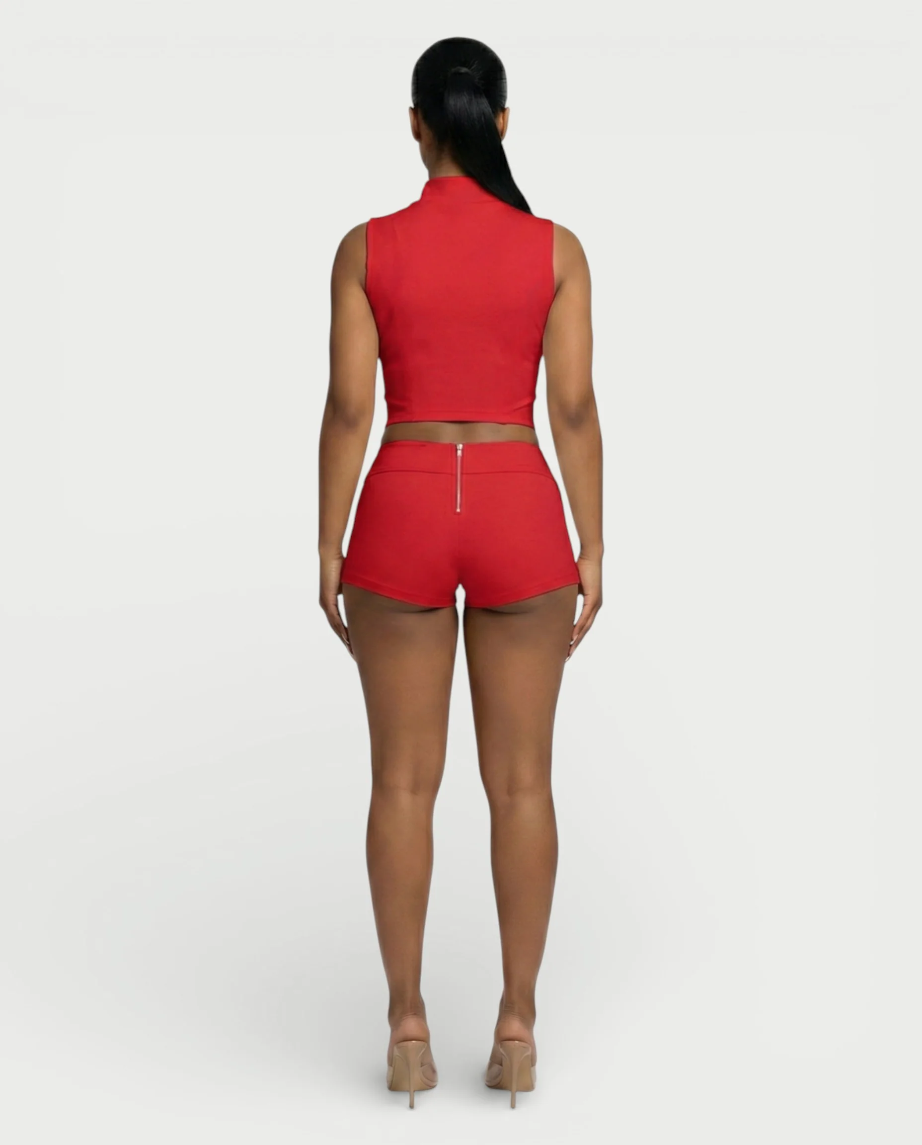 SARIAH Zip Up Cropped Tank Top & Shorts Set - Image 14
