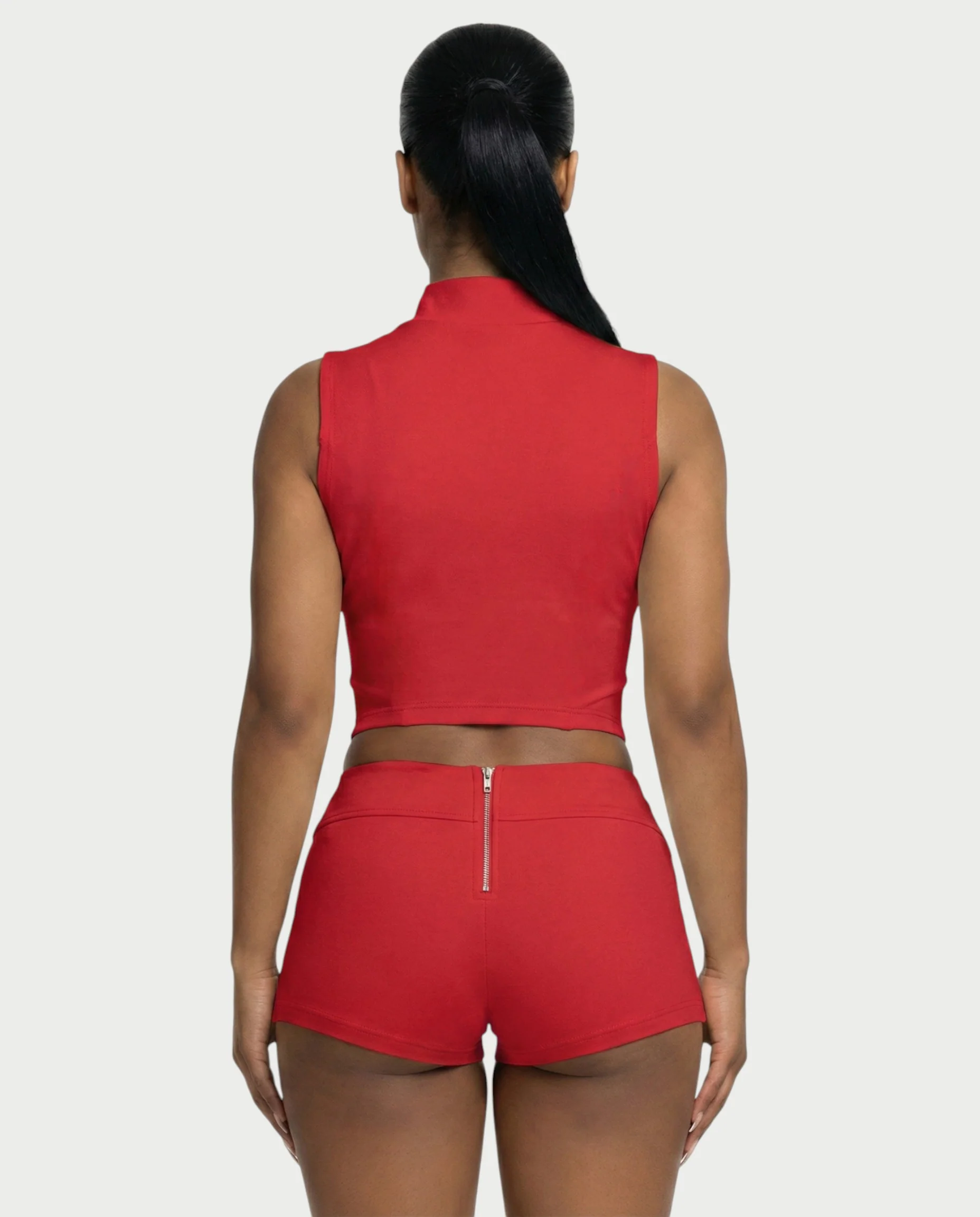 SARIAH Zip Up Cropped Tank Top & Shorts Set - Image 15