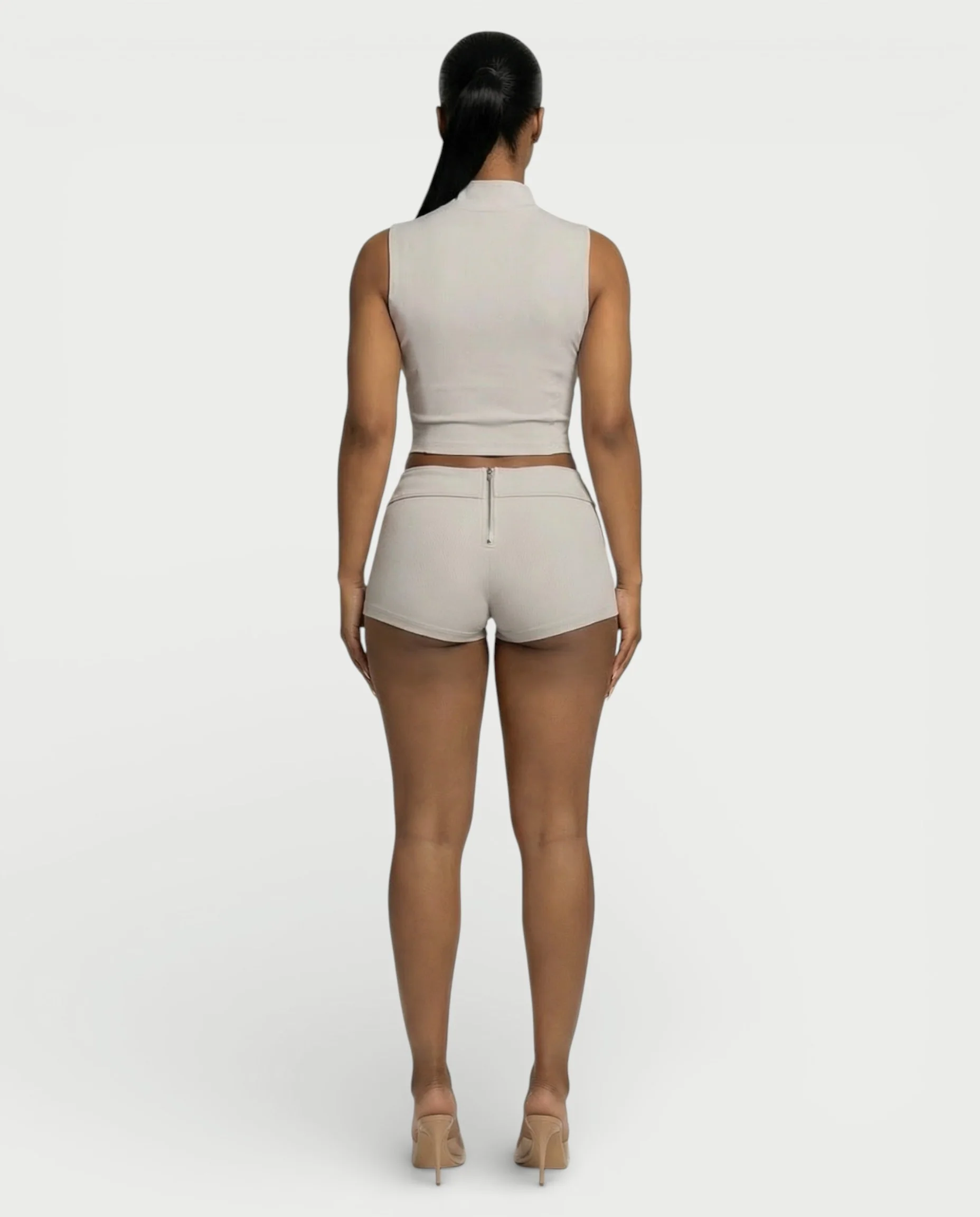 SARIAH Zip Up Cropped Tank Top & Shorts Set - Image 19