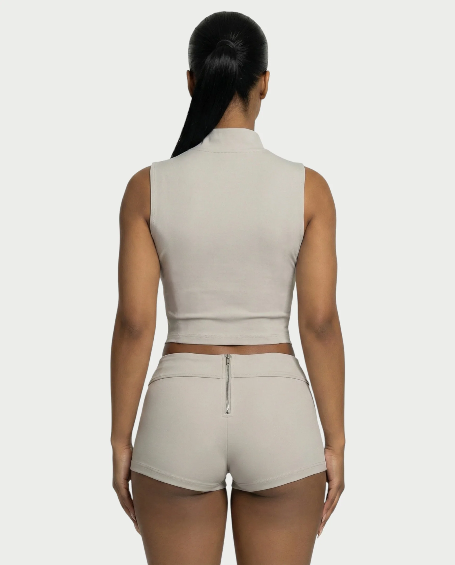 SARIAH Zip Up Cropped Tank Top & Shorts Set - Image 20