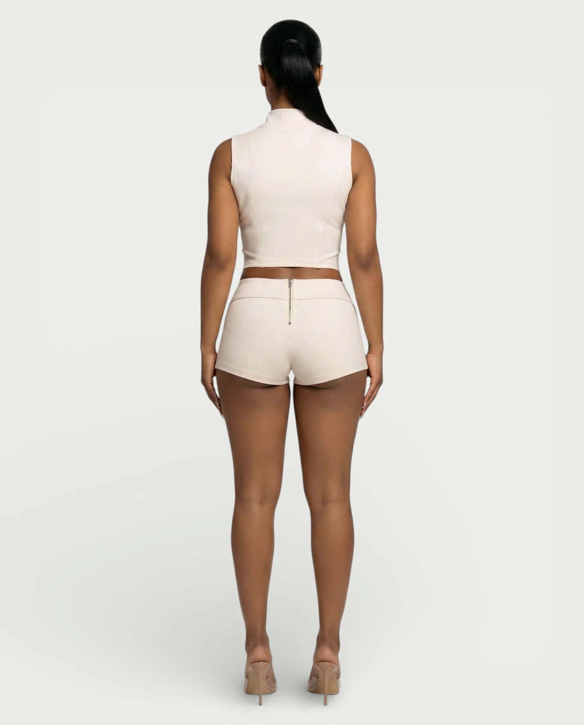SARIAH Zip Up Cropped Tank Top & Shorts Set - Image 4
