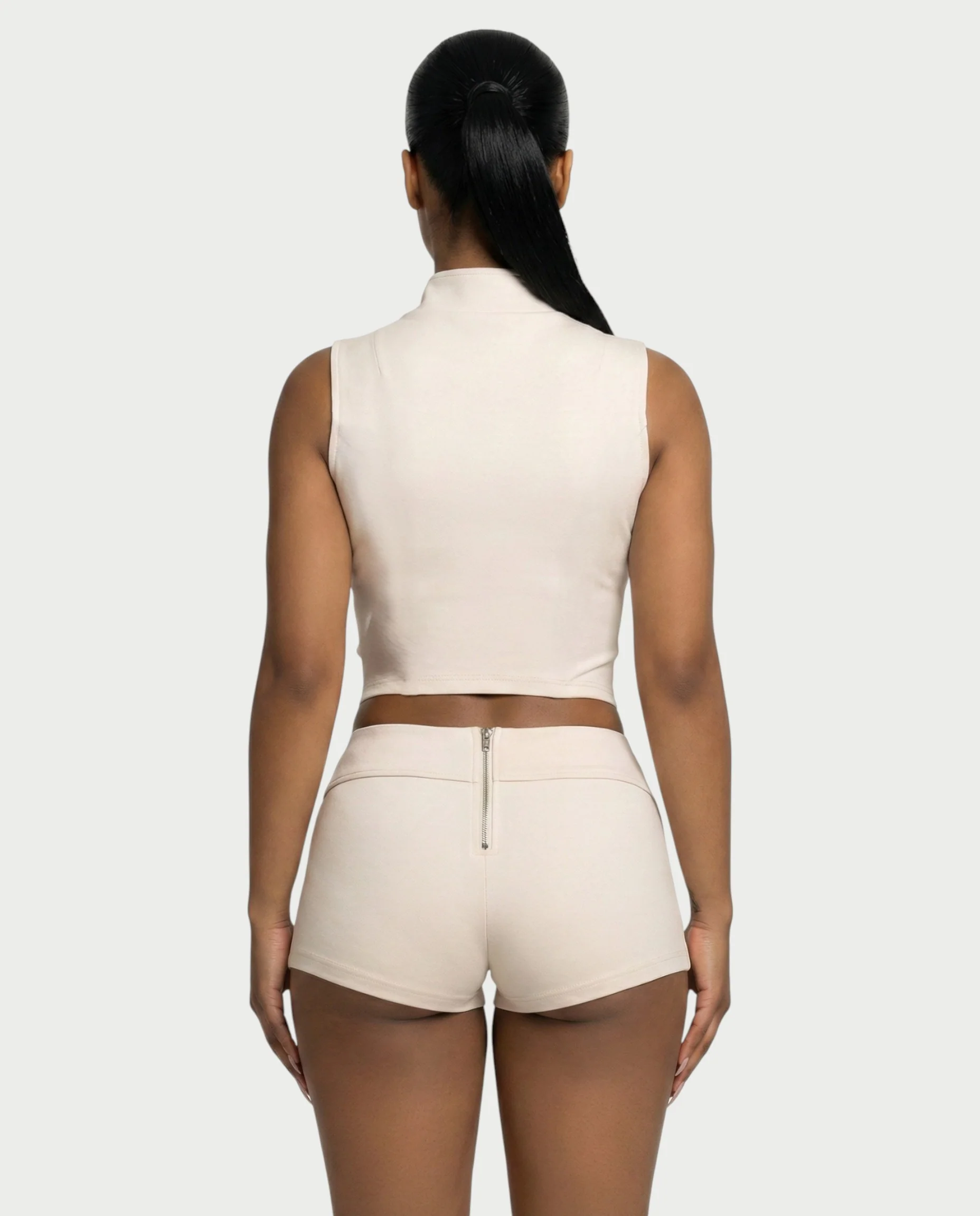 SARIAH Zip Up Cropped Tank Top & Shorts Set - Image 5