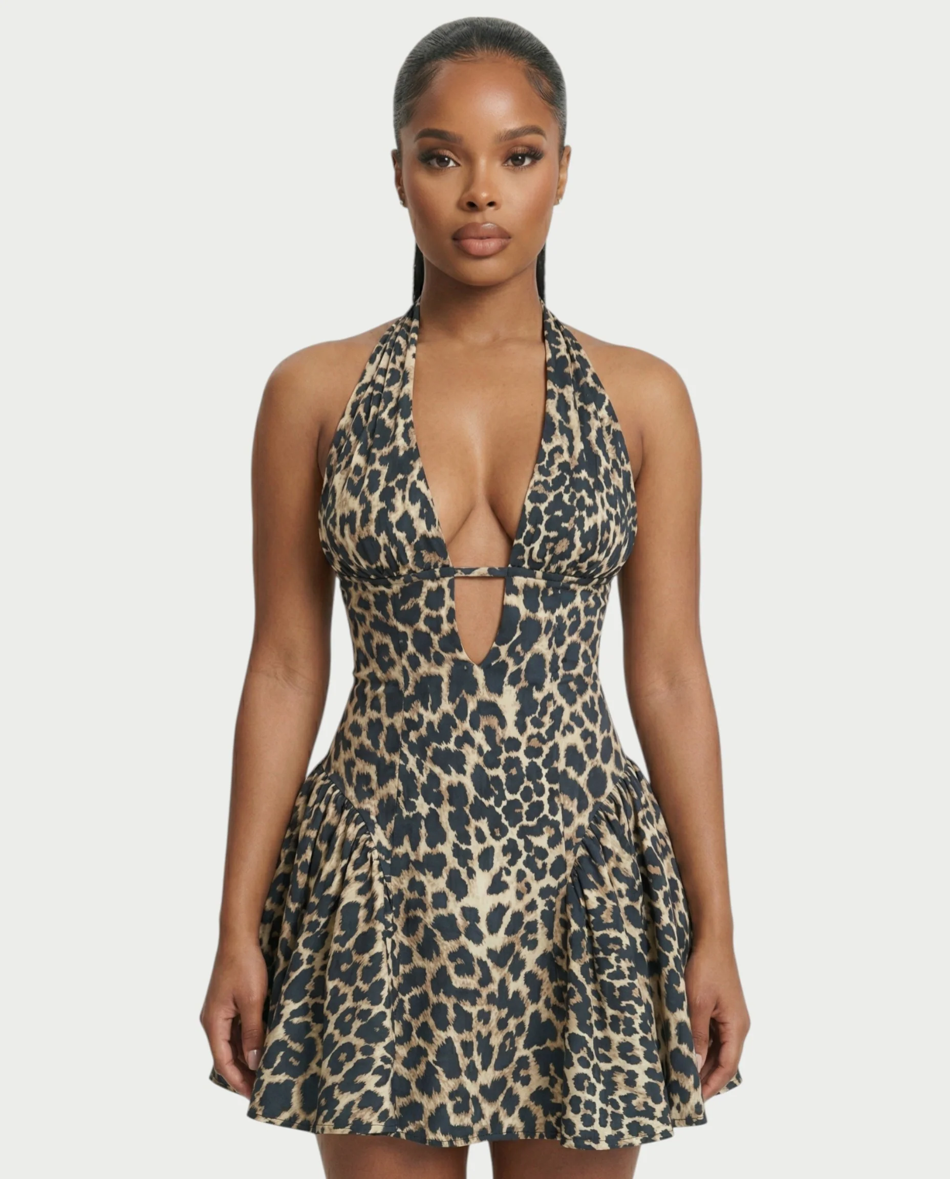 SAVIRA Leopard Flare Mini Dress - Image 4