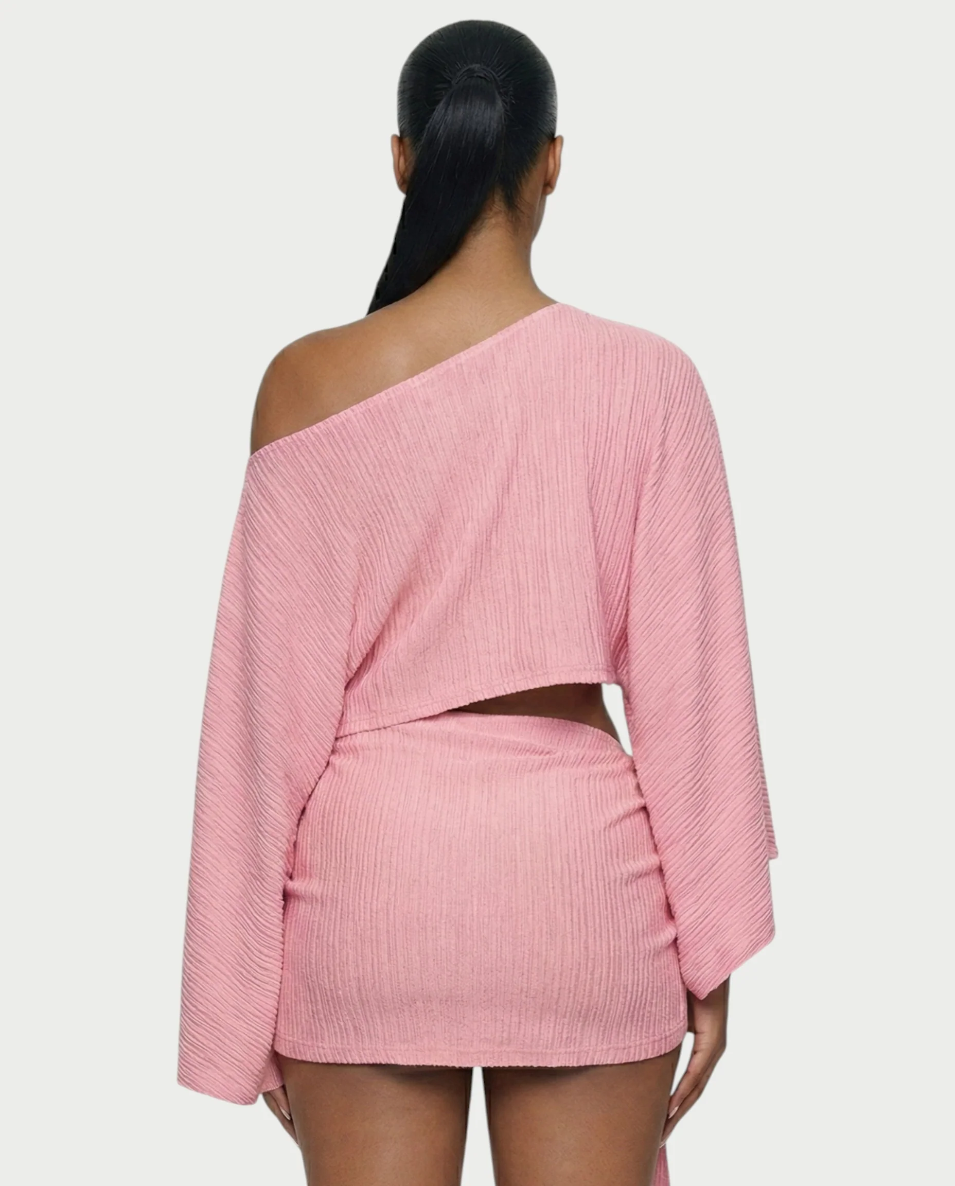 SAYUNA One-Shoulder Top & Tie-Front Mini Skirt Set - Image 10