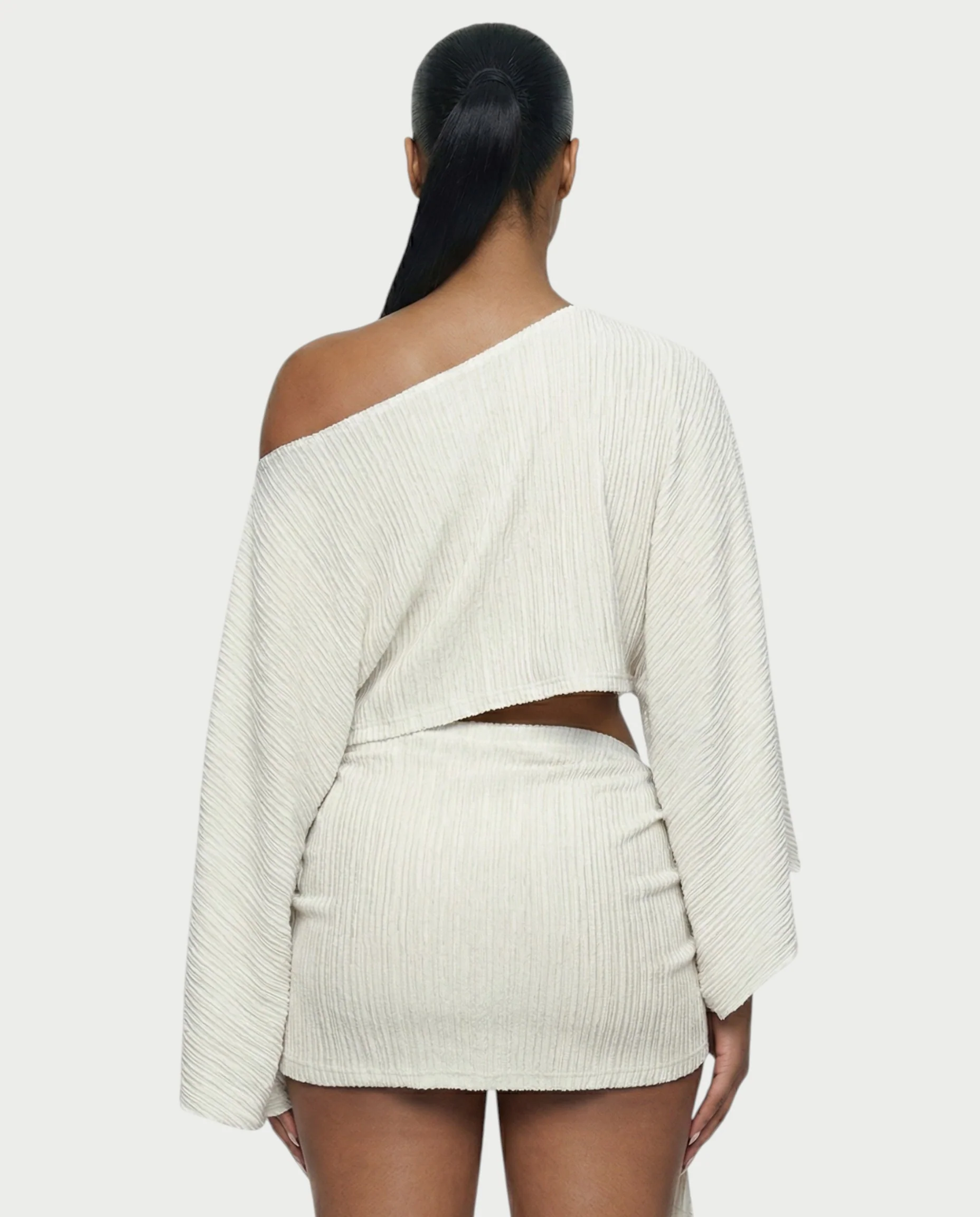 SAYUNA One-Shoulder Top & Tie-Front Mini Skirt Set - Image 15