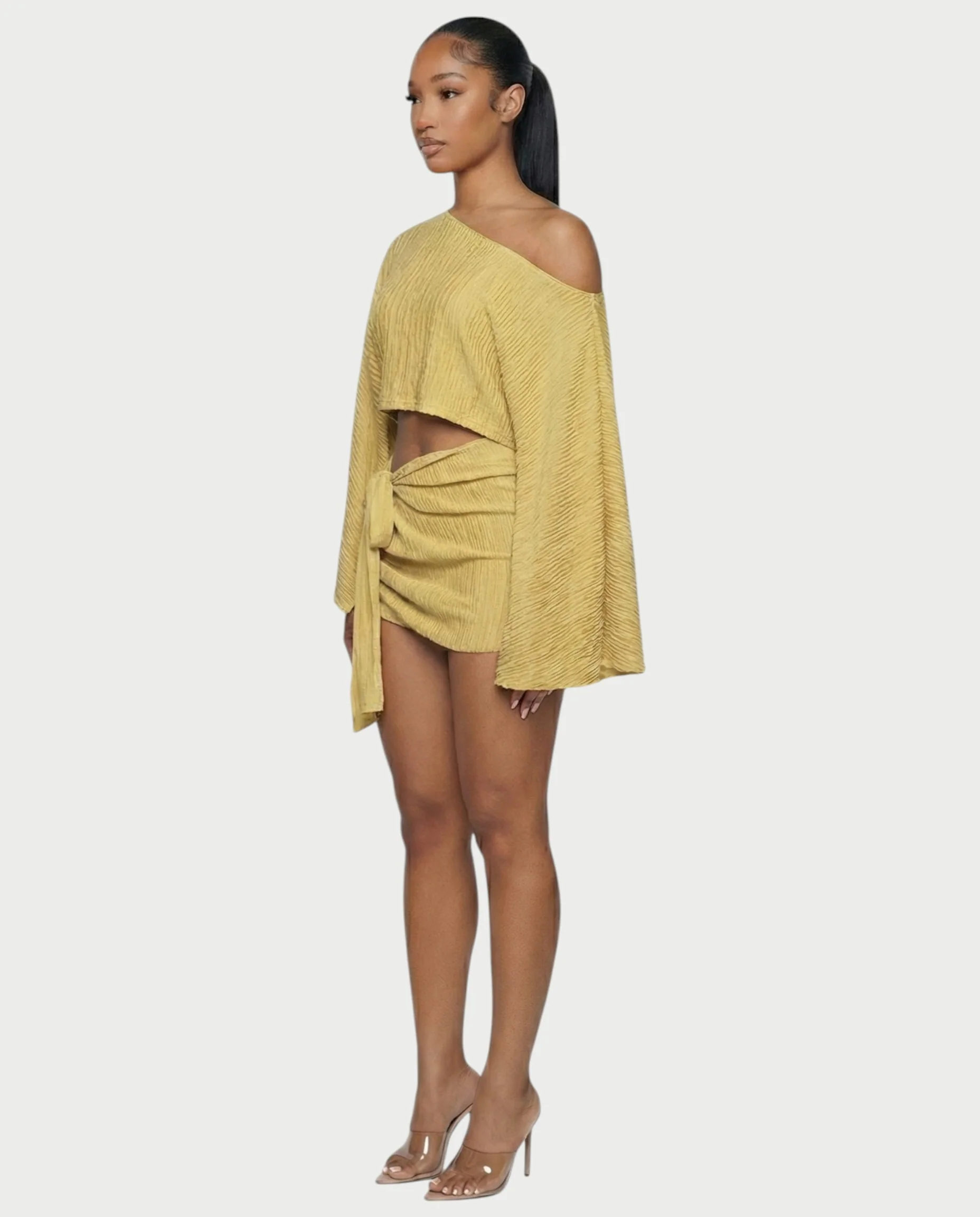 SAYUNA One-Shoulder Top & Tie-Front Mini Skirt Set - Image 27