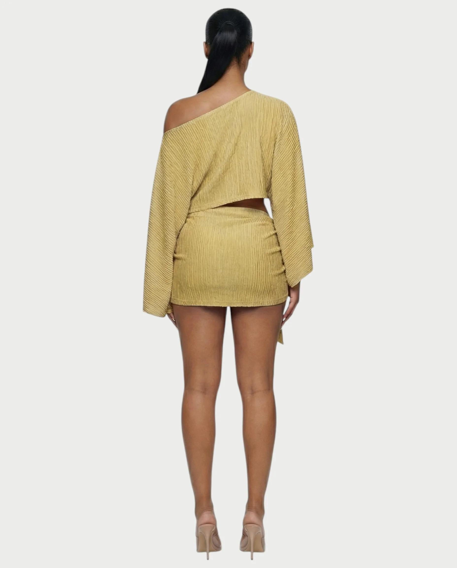 SAYUNA One-Shoulder Top & Tie-Front Mini Skirt Set - Image 28