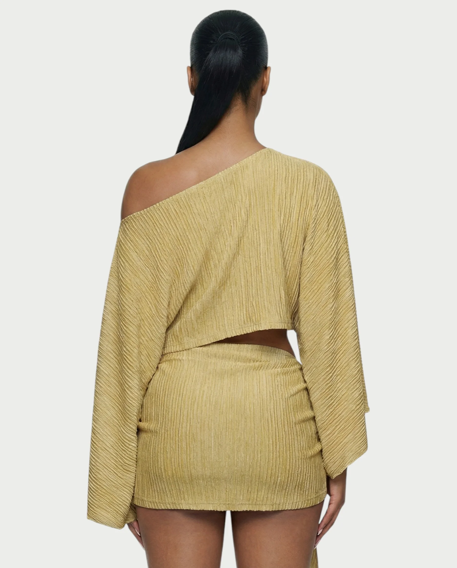 SAYUNA One-Shoulder Top & Tie-Front Mini Skirt Set - Image 30