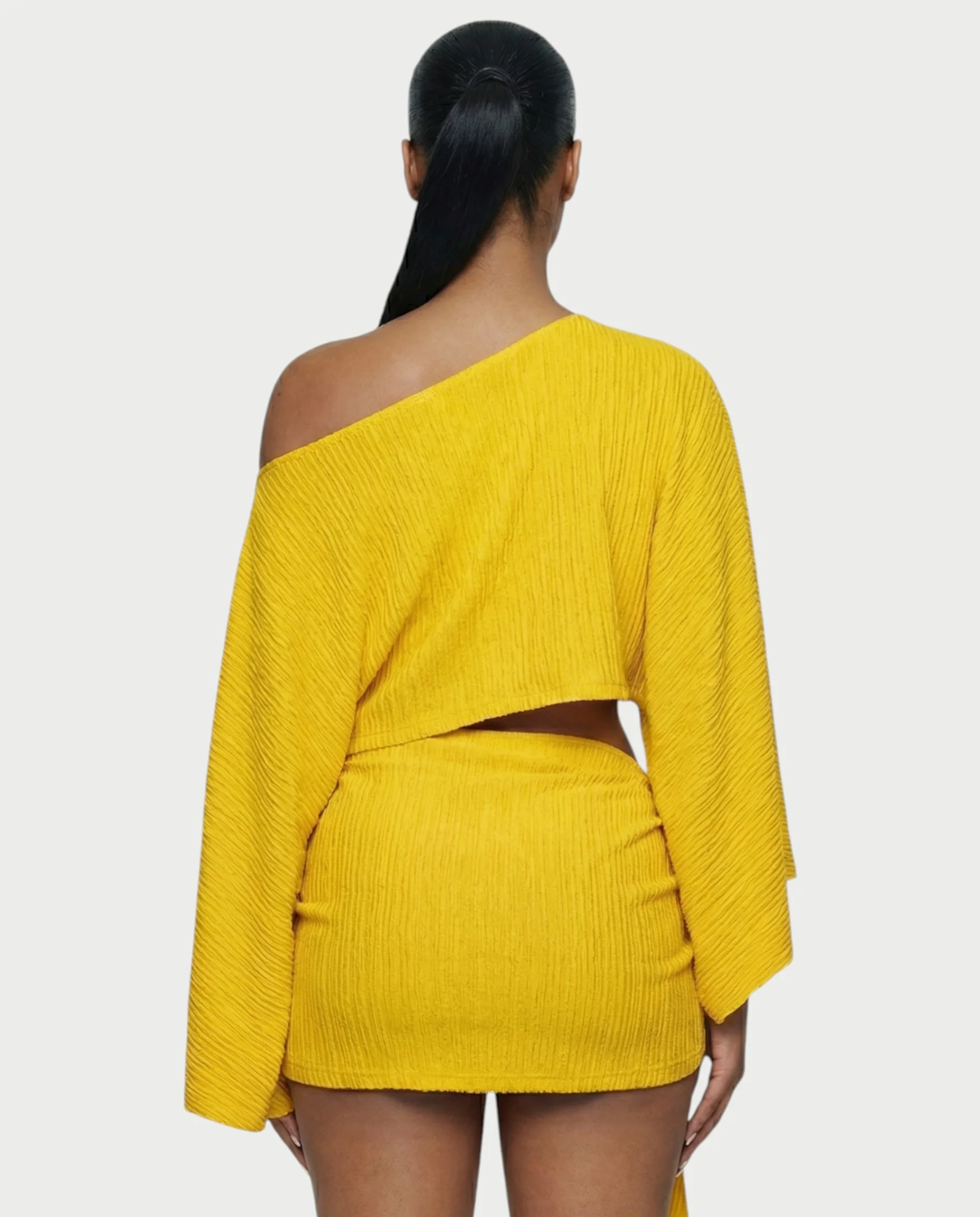 SAYUNA One-Shoulder Top & Tie-Front Mini Skirt Set - Image 5