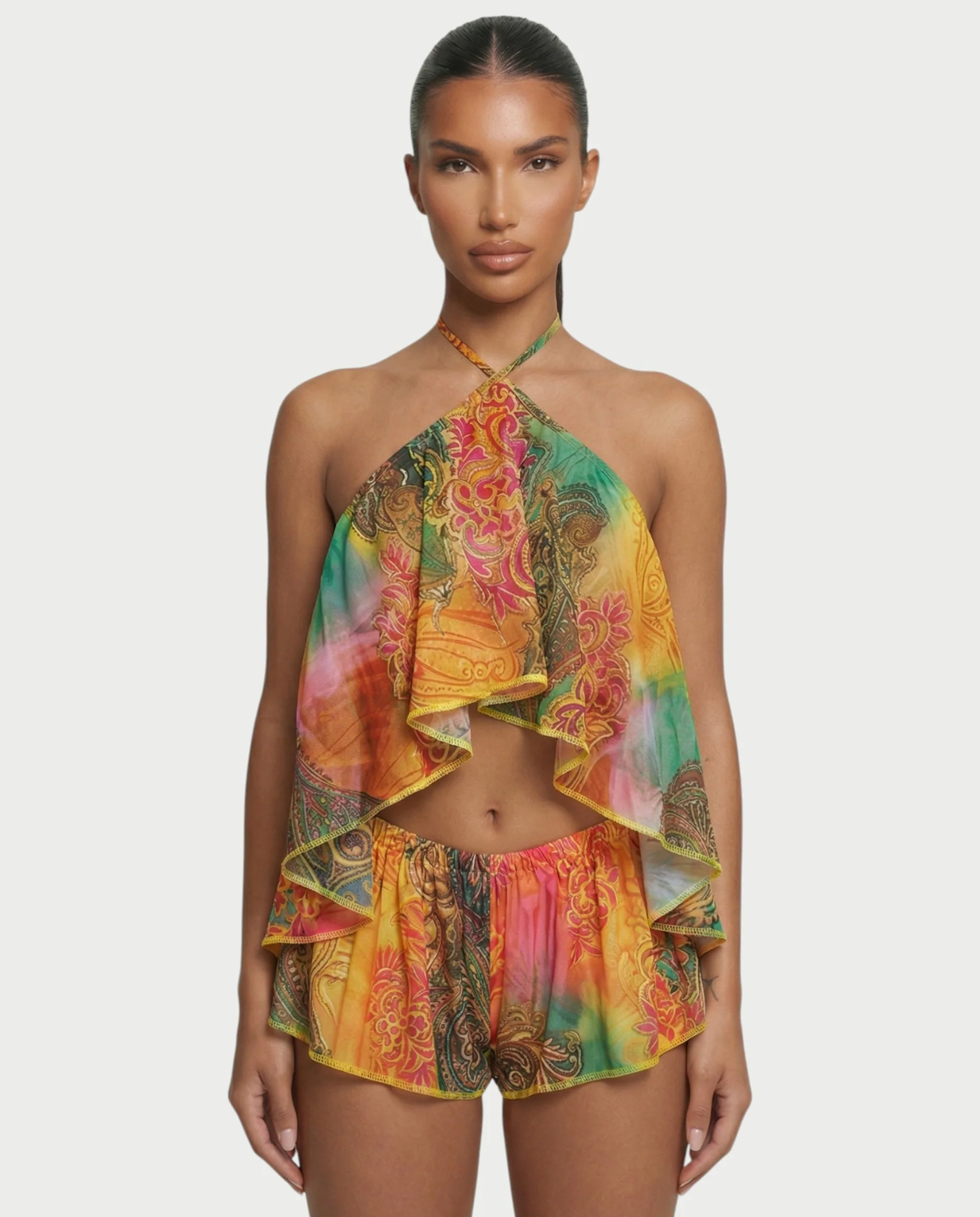 SEFAYA Backless Flowy Top & Shorts Set - Image 4