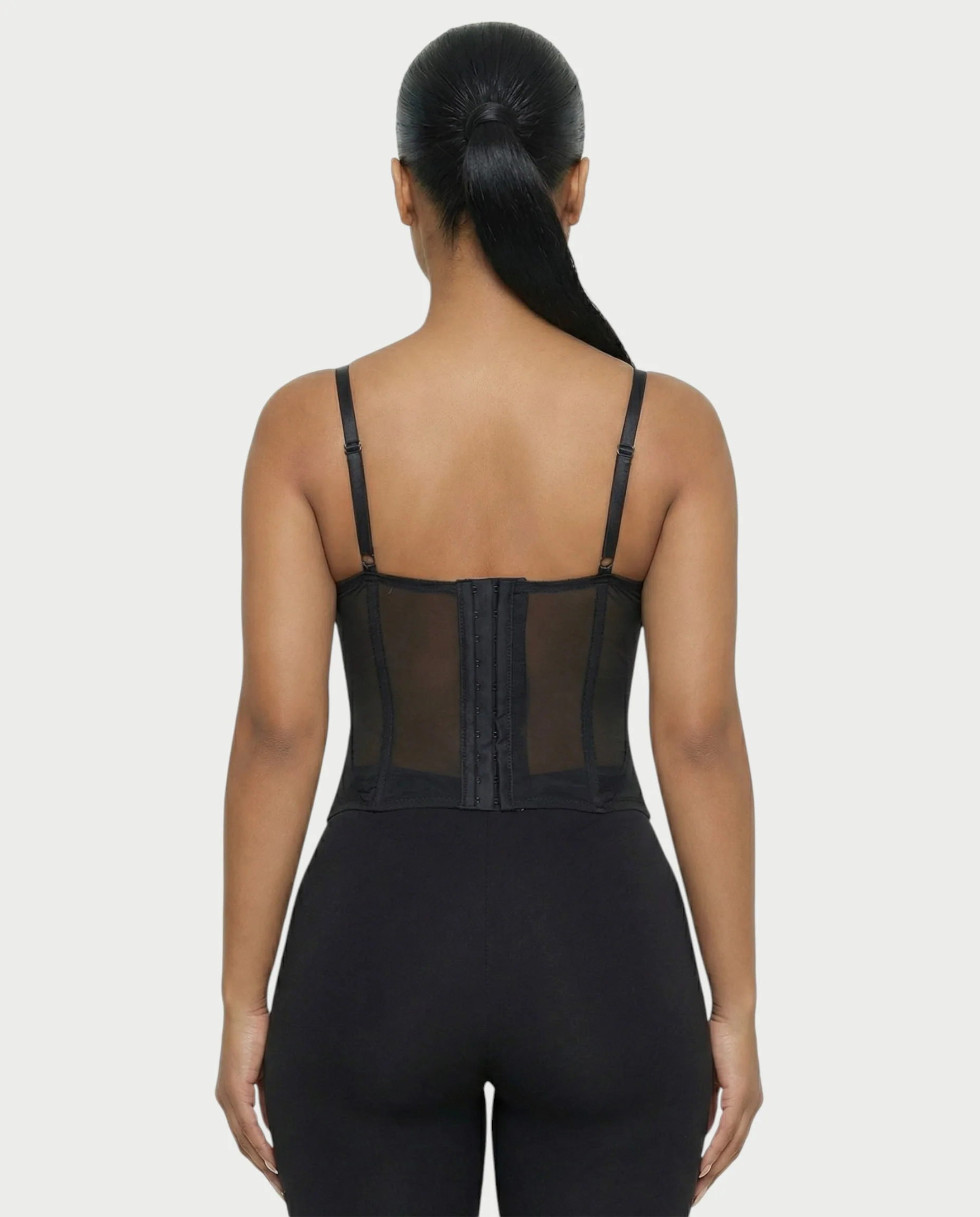 SELARA Sheer Lace Trim Boned Corset Top - Image 10