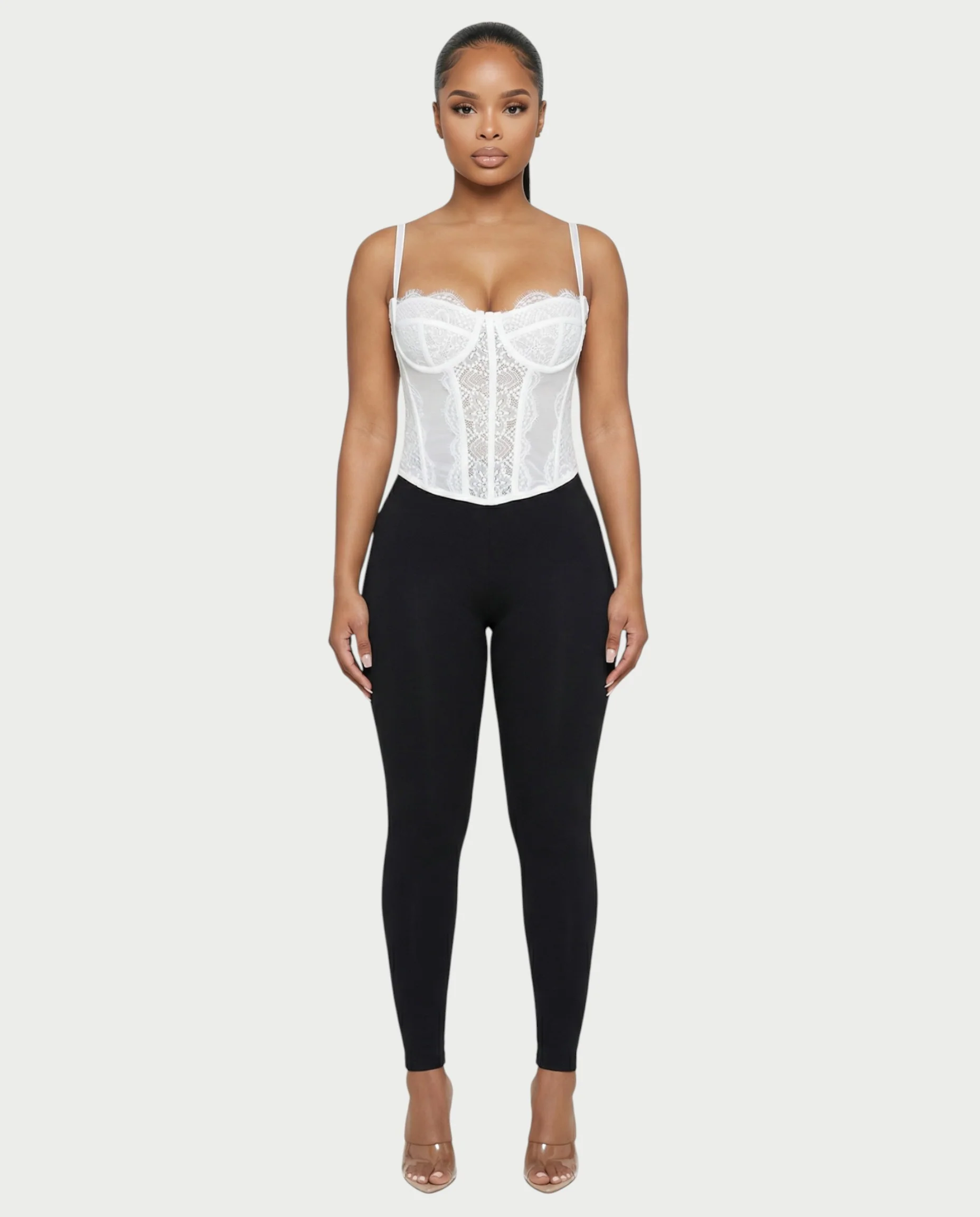 SELARA Sheer Lace Trim Boned Corset Top - Image 11