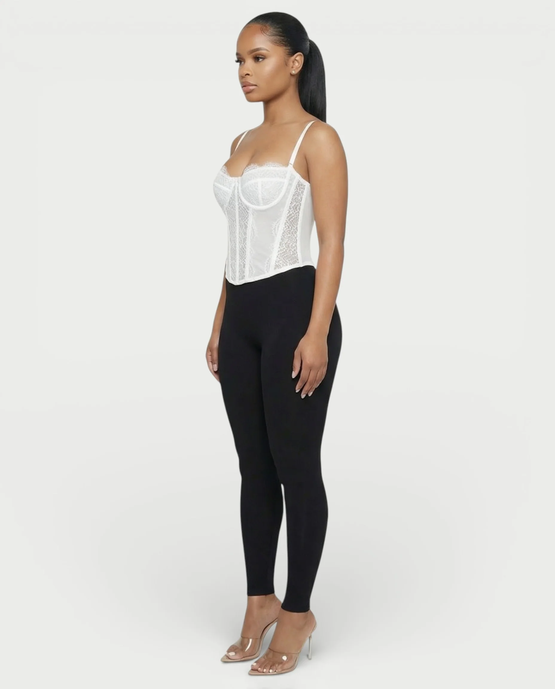 SELARA Sheer Lace Trim Boned Corset Top - Image 13