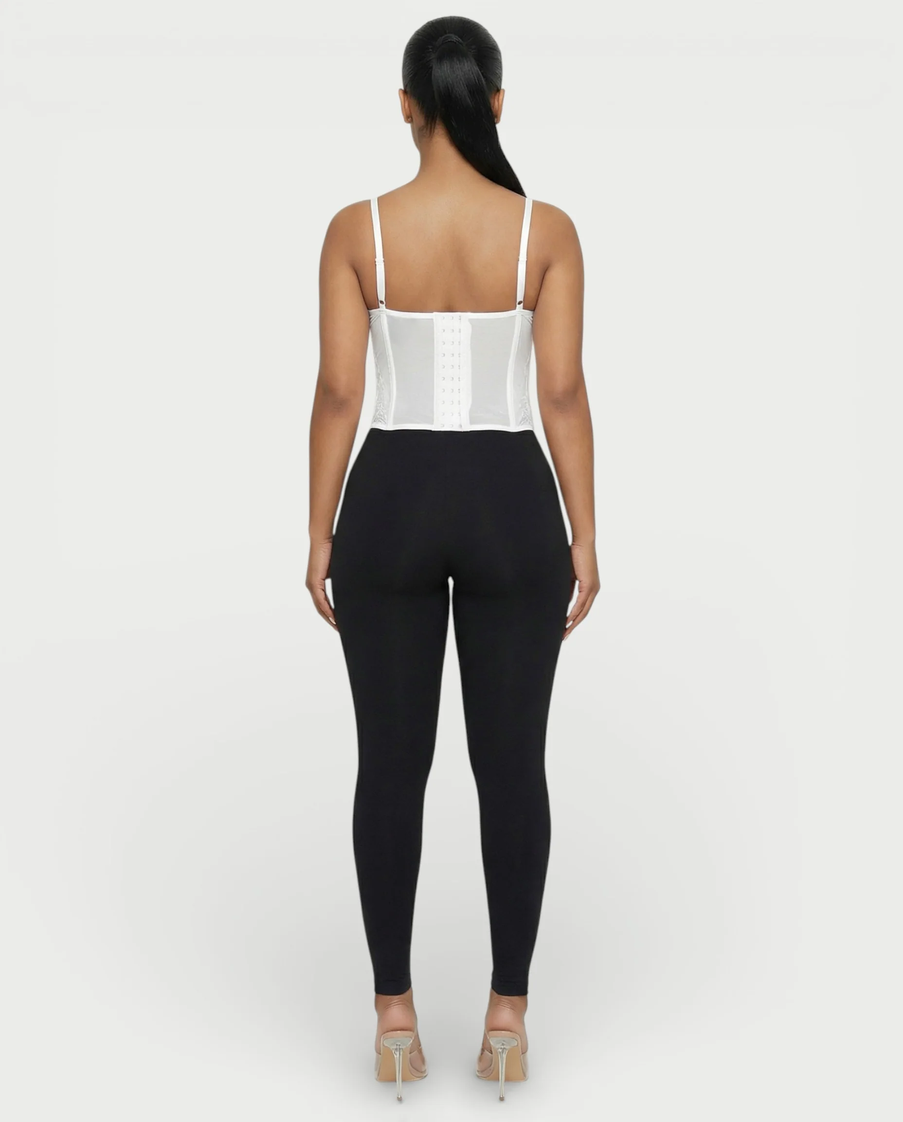 SELARA Sheer Lace Trim Boned Corset Top - Image 14