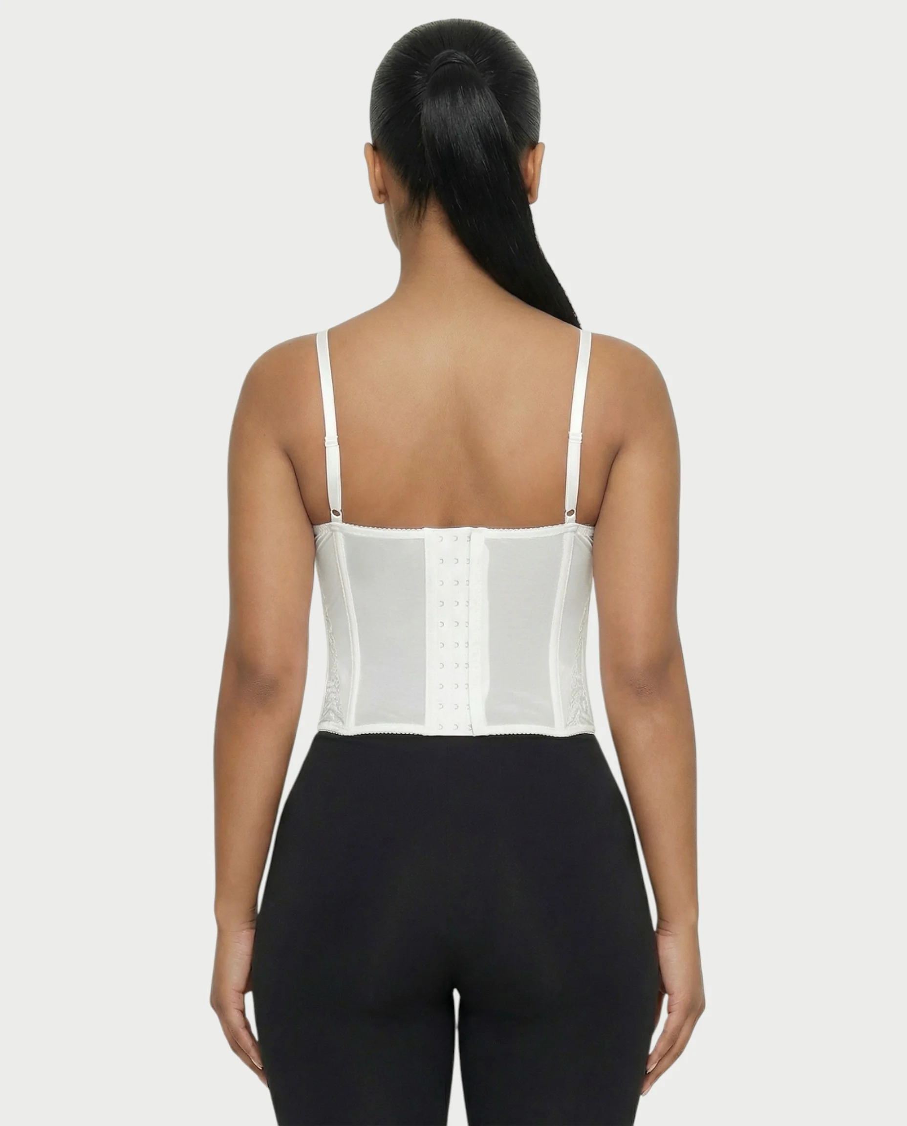 SELARA Sheer Lace Trim Boned Corset Top - Image 15