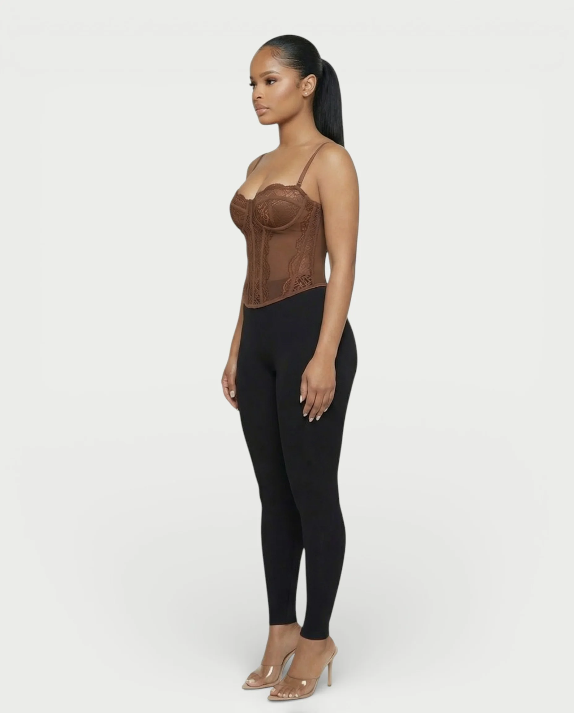 SELARA Sheer Lace Trim Boned Corset Top - Image 3