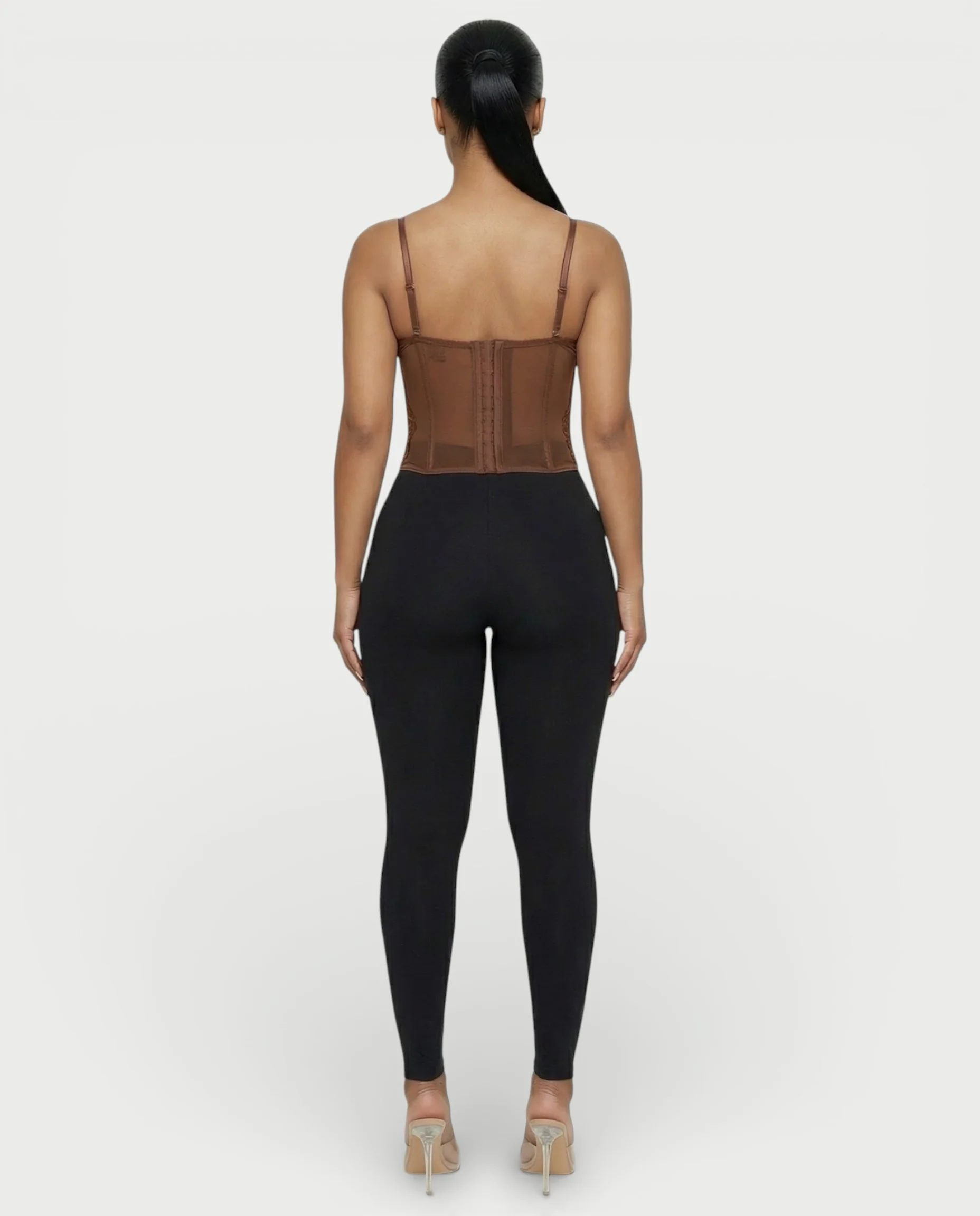 SELARA Sheer Lace Trim Boned Corset Top - Image 4