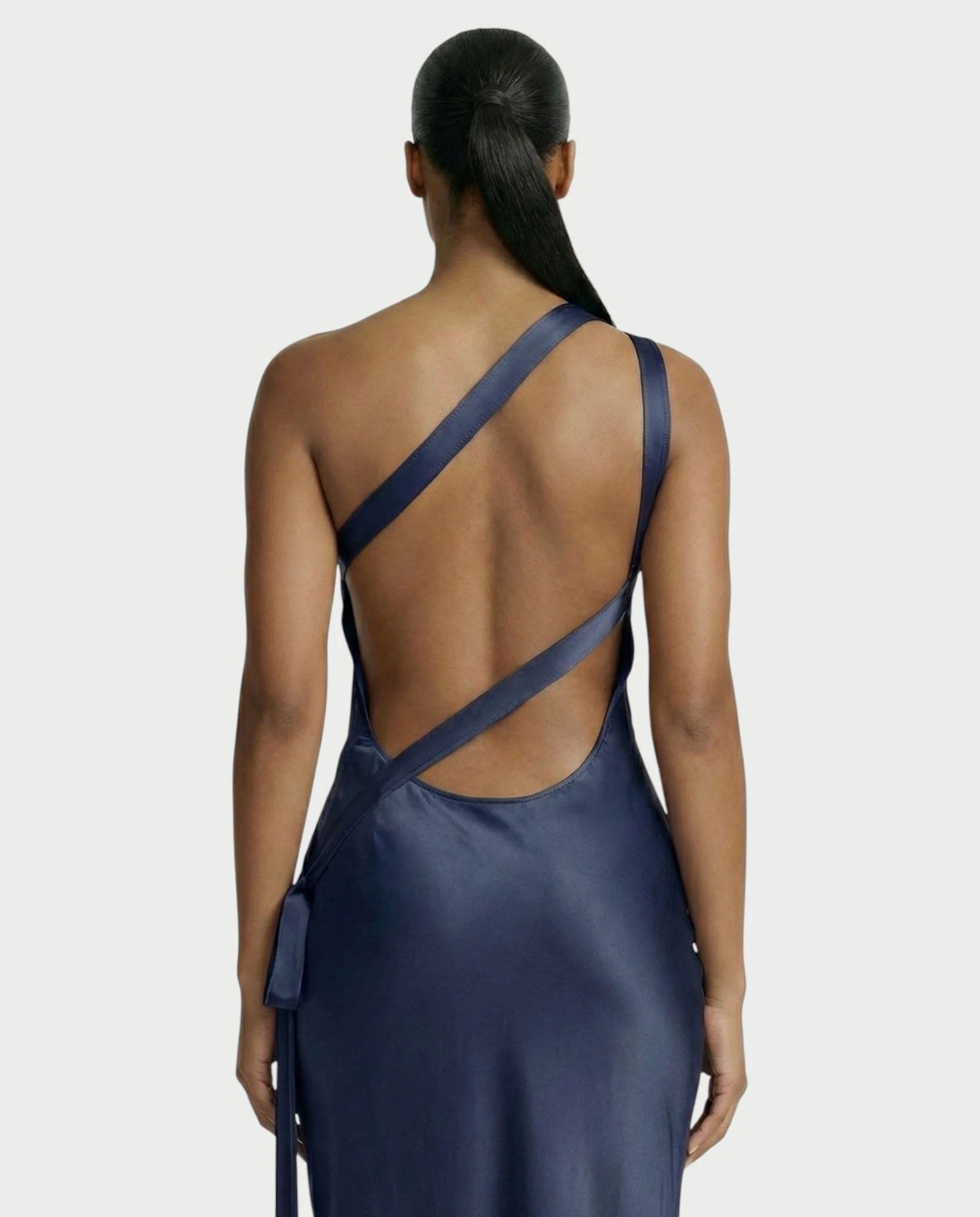 SELENE One-Shoulder Strap Satin Maxi Dress - Image 10