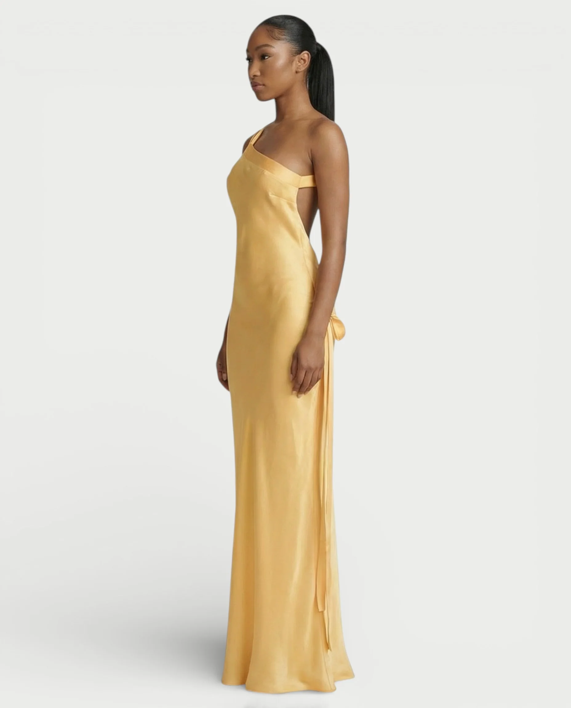 SELENE One-Shoulder Strap Satin Maxi Dress - Image 3